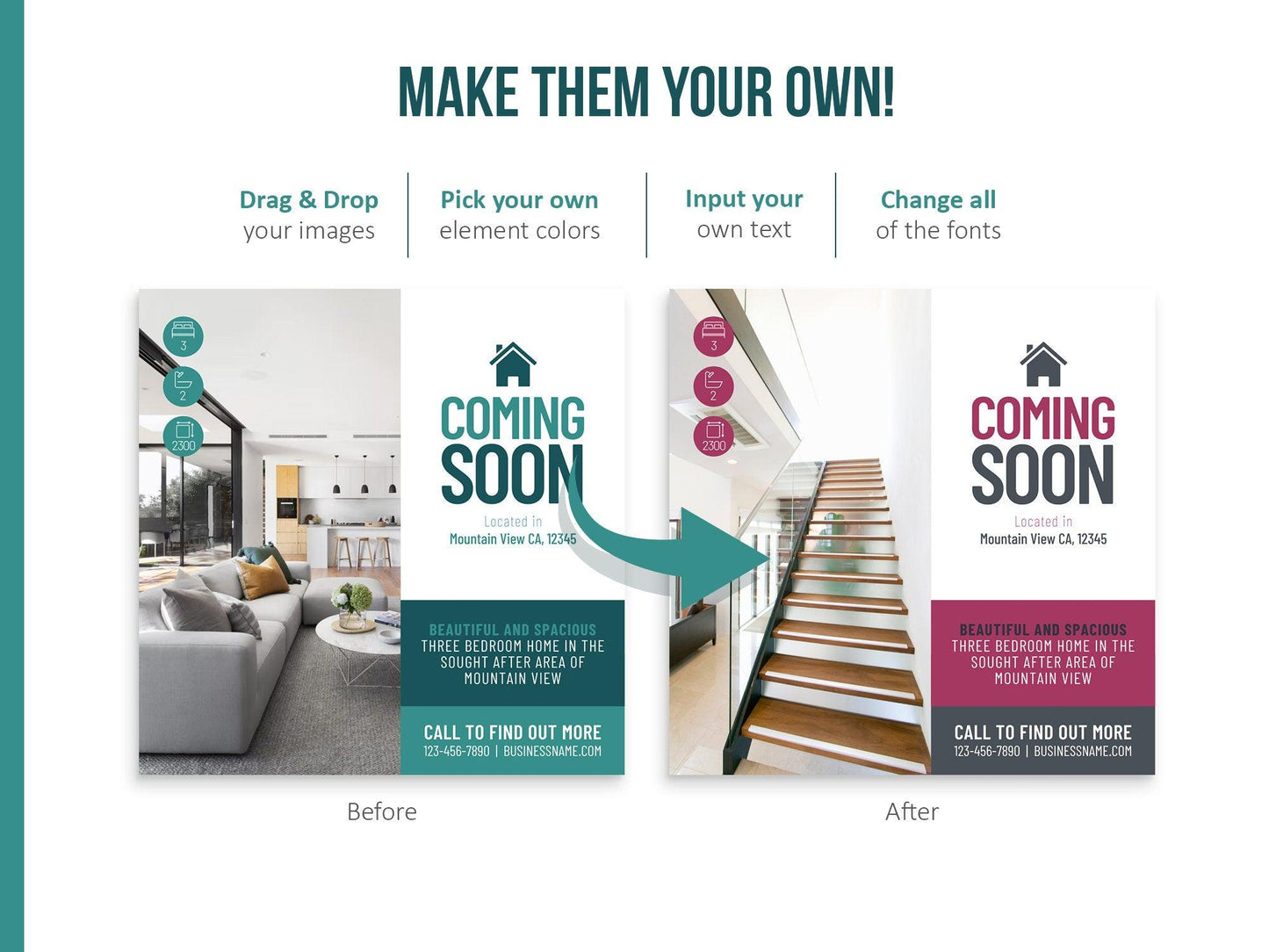 150 Real Estate Templates For Social Media (teal)