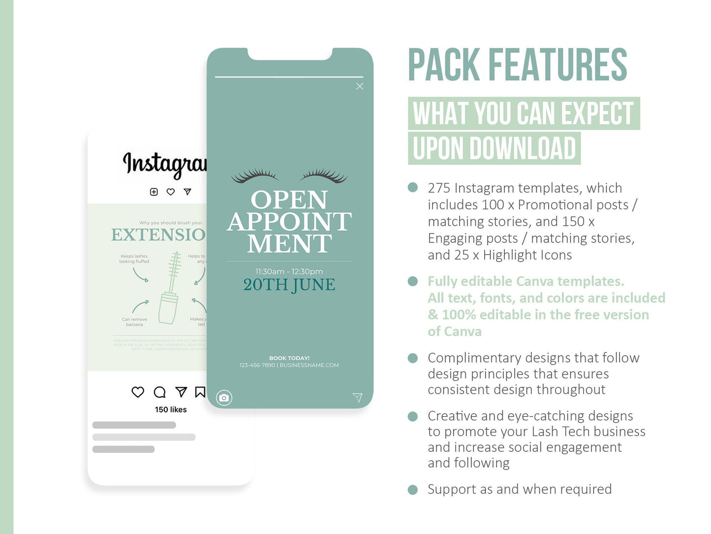 275 Lash Tech Instagram Templates for Social Media (aloe)