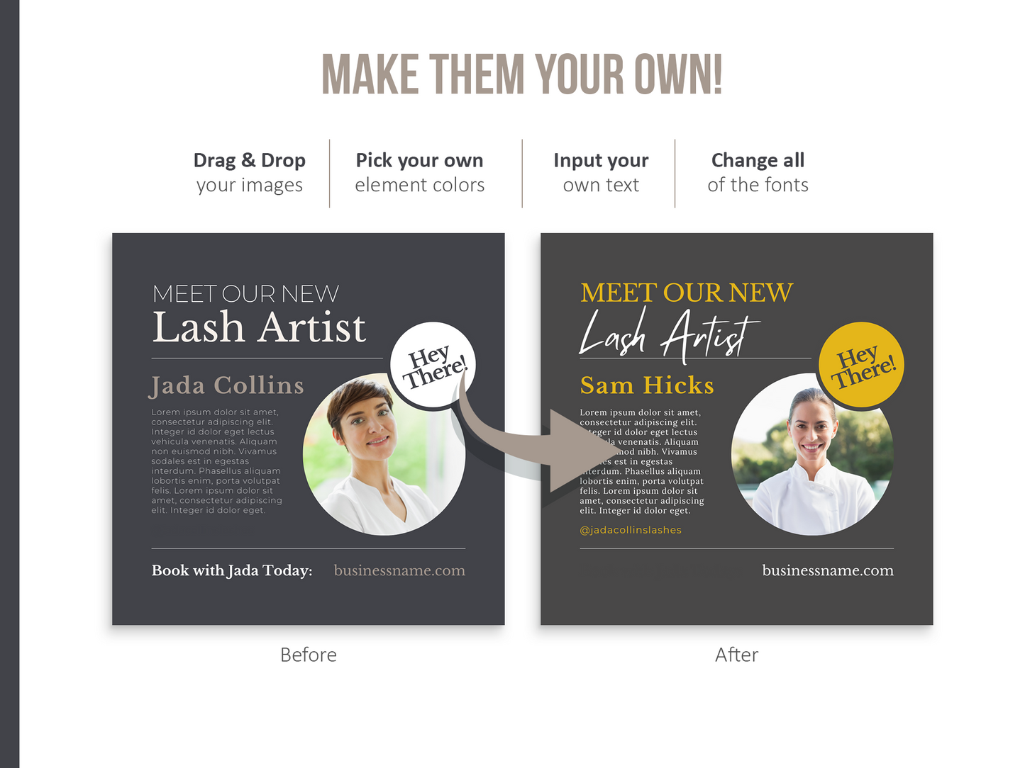 275 Lash Tech Instagram Templates for Social Media (neutral)