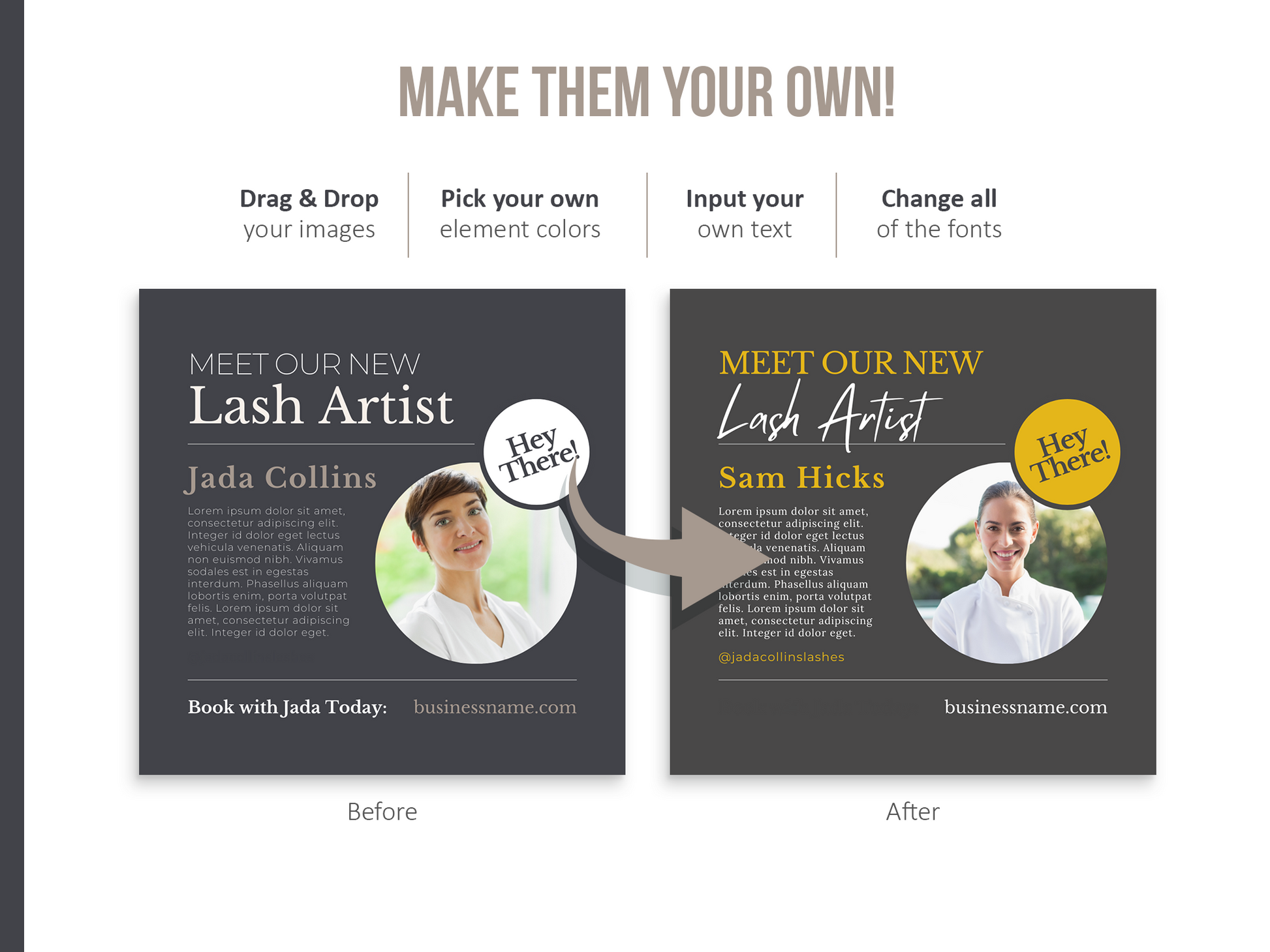 275 Lash Tech Instagram Templates for Social Media (neutral)
