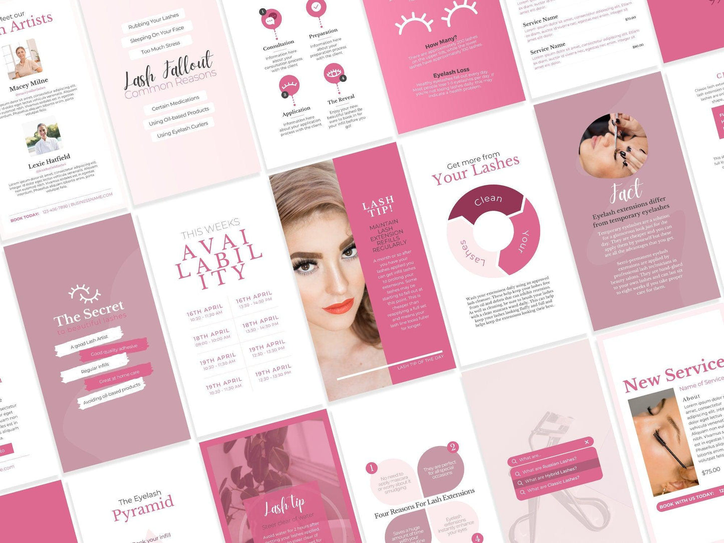 275 Lash Tech Instagram Templates for Social Media (pink)