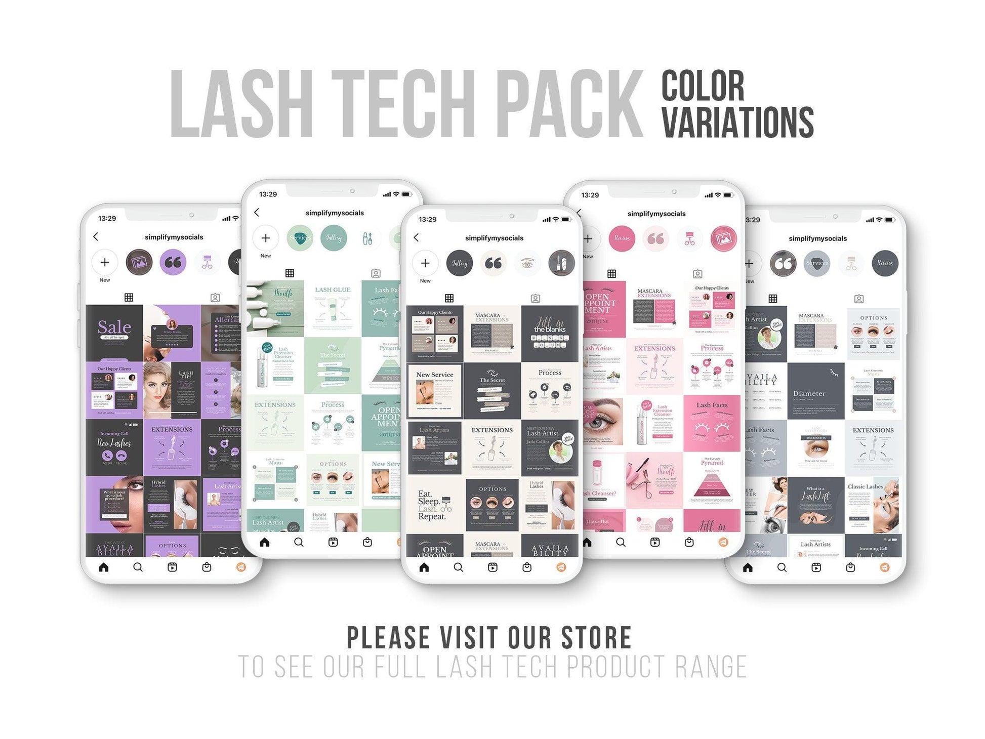 275 Lash Tech Instagram Templates for Social Media (purple)