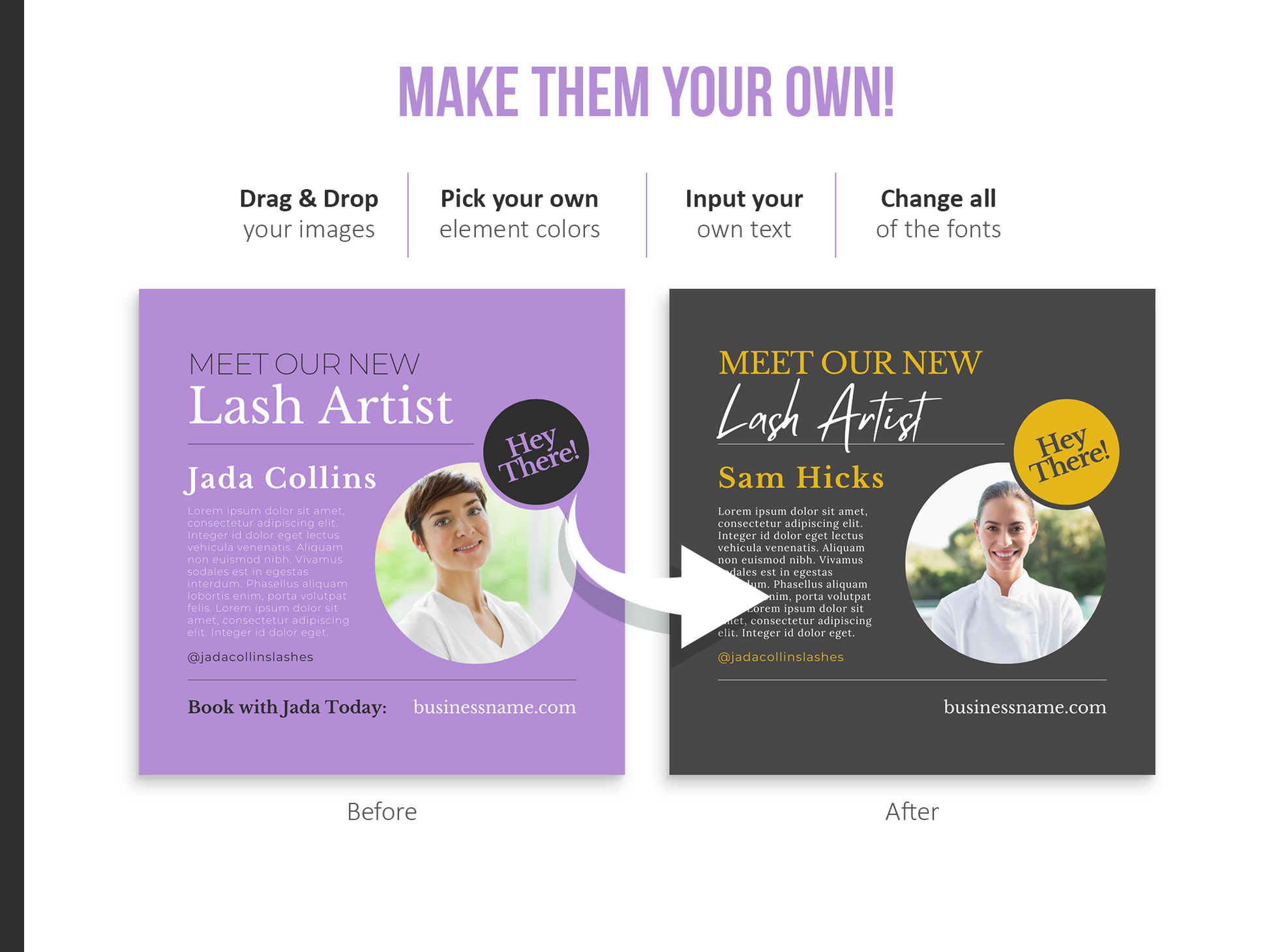 275 Lash Tech Instagram Templates for Social Media (purple)