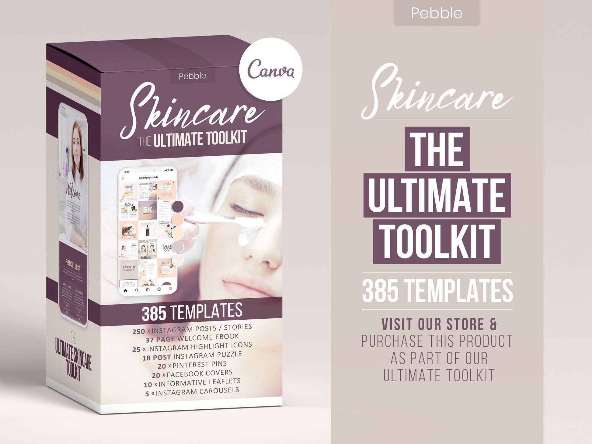 275 Skincare Instagram Templates For Social Media (pebble)