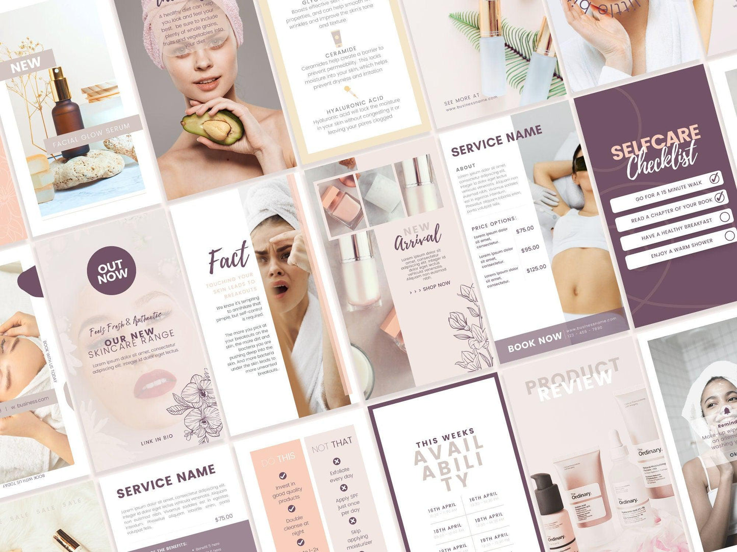 275 Skincare Instagram Templates For Social Media (pebble)