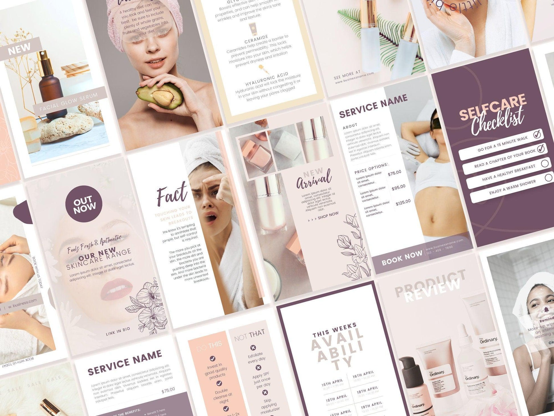 275 Skincare Instagram Templates For Social Media (pebble)