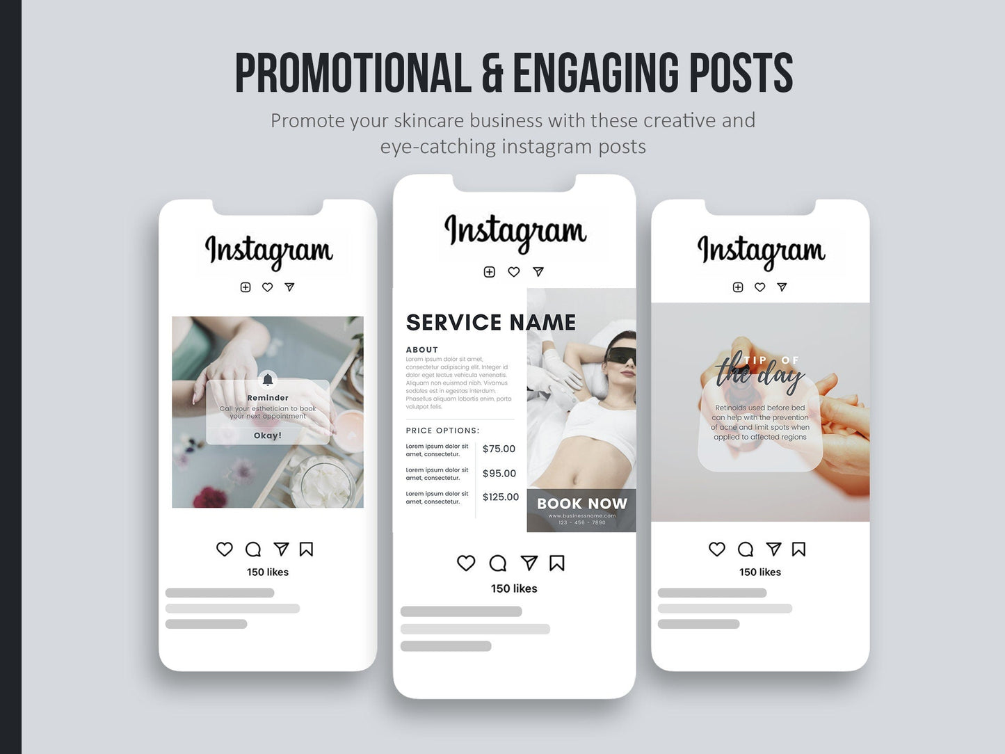 275 Skincare Instagram Templates For Social Media (slate)