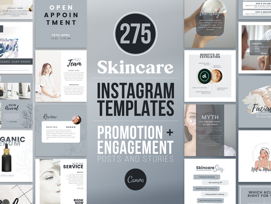 275 Skincare Instagram Templates For Social Media (slate)