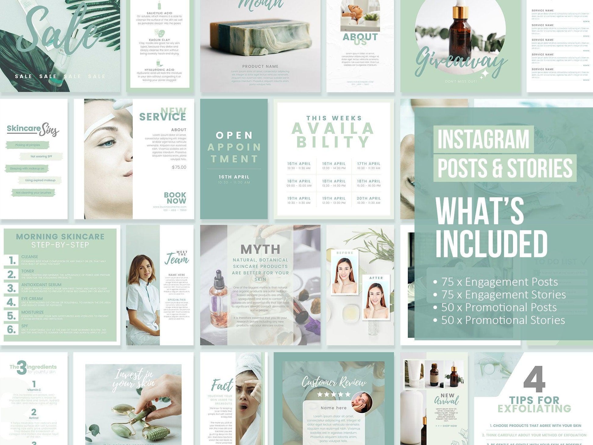 350+ Ultimate Skincare Template Bundle For Social Media (aloe)