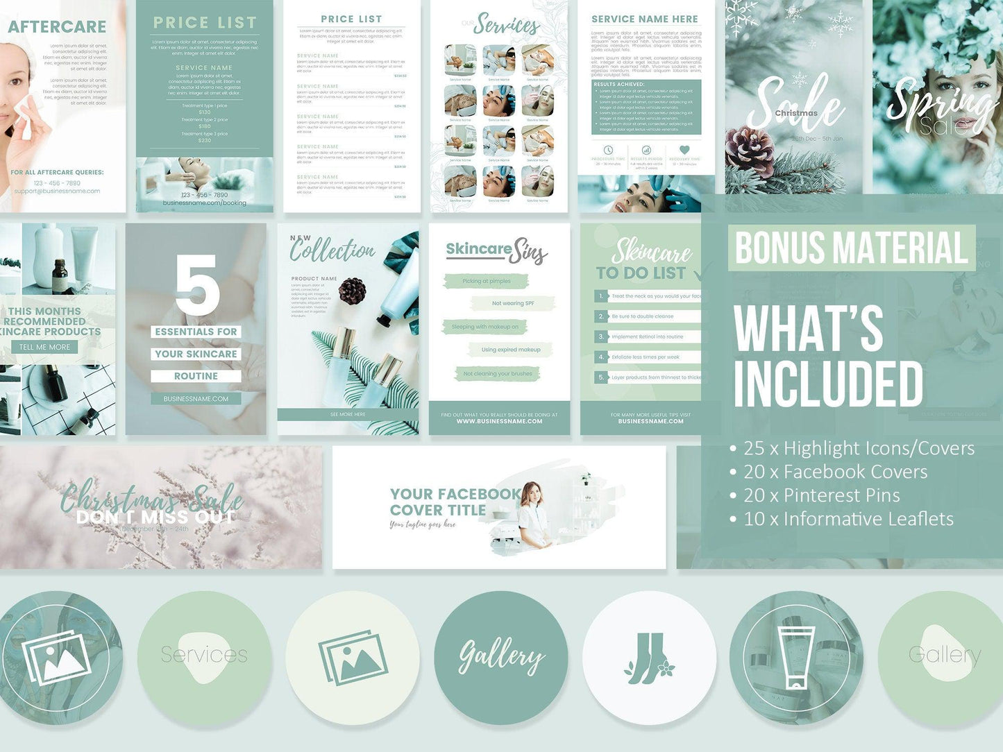 350+ Ultimate Skincare Template Bundle For Social Media (aloe)