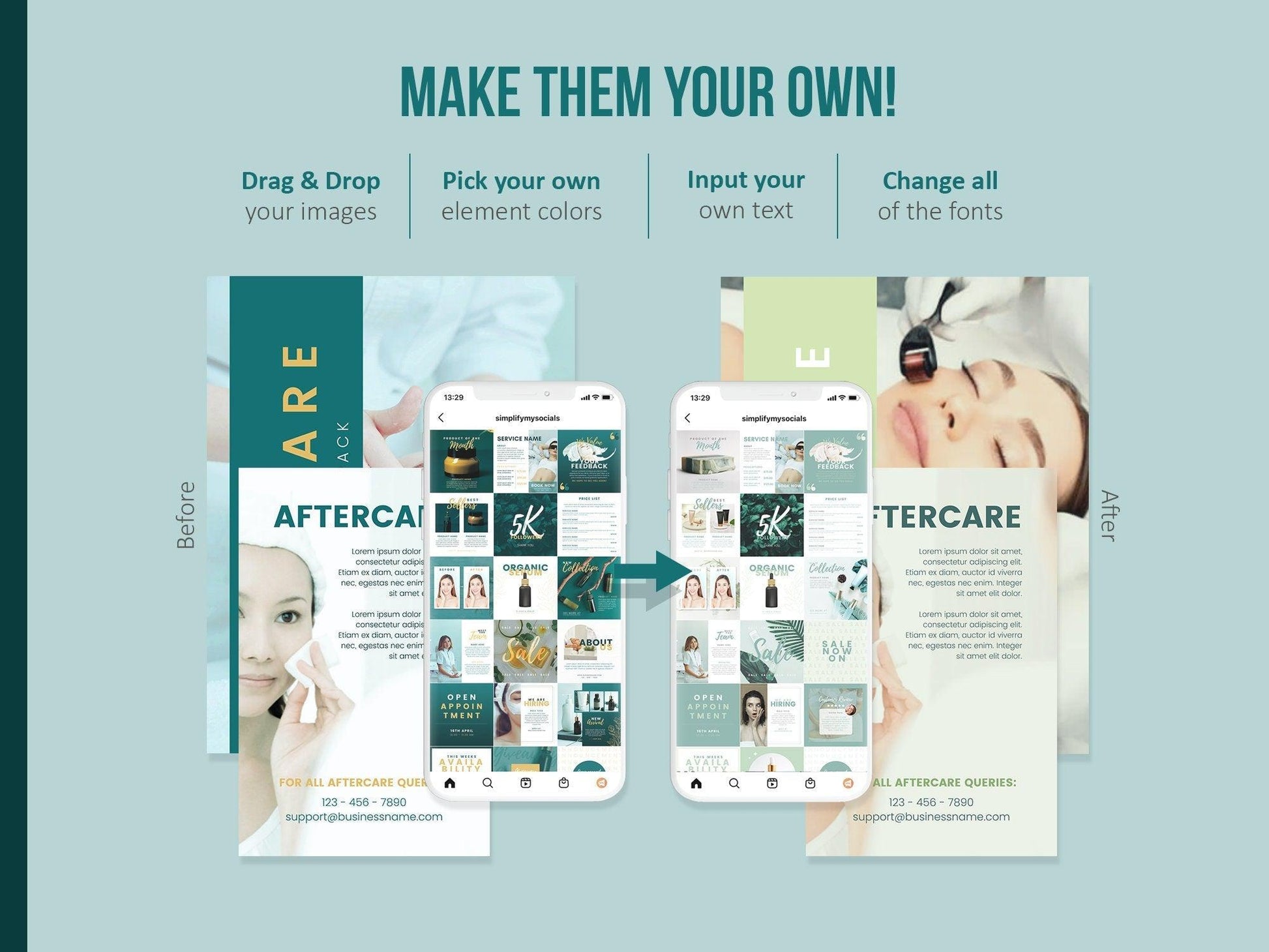 350+ Ultimate Skincare Template Bundle For Social Media (emerald)