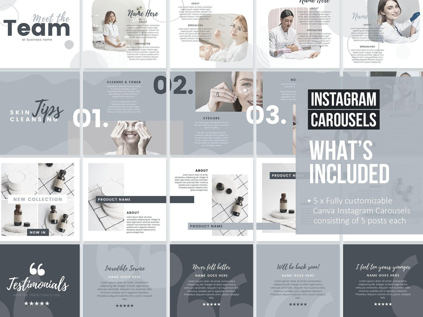 350+ Ultimate Skincare Template Bundle For Social Media (slate)