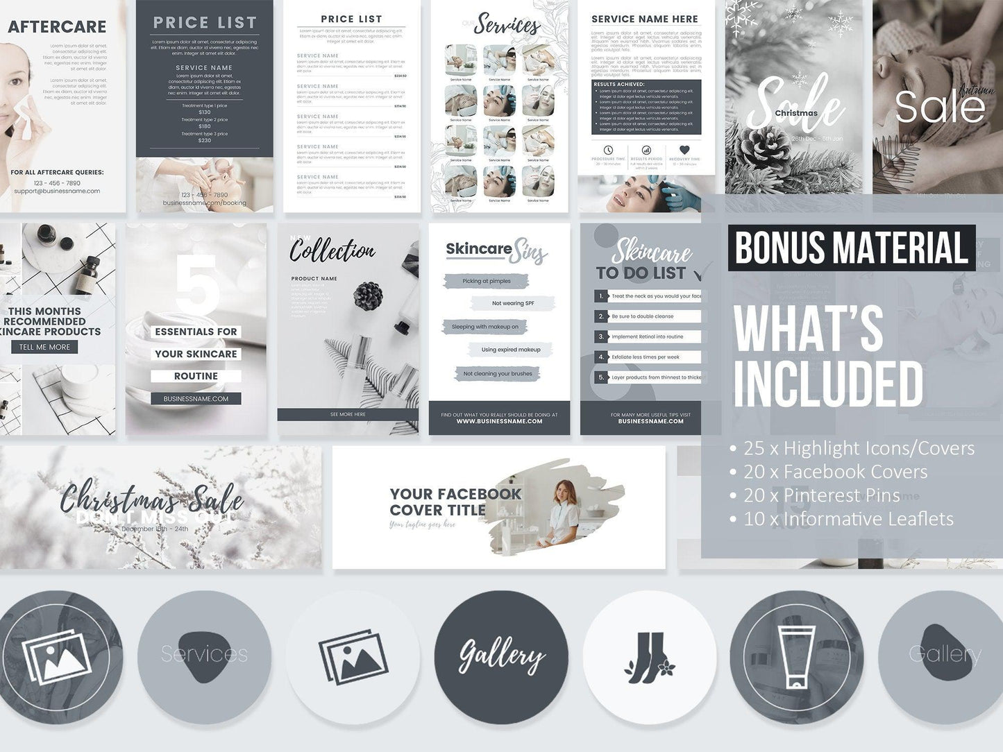 350+ Ultimate Skincare Template Bundle For Social Media (slate)