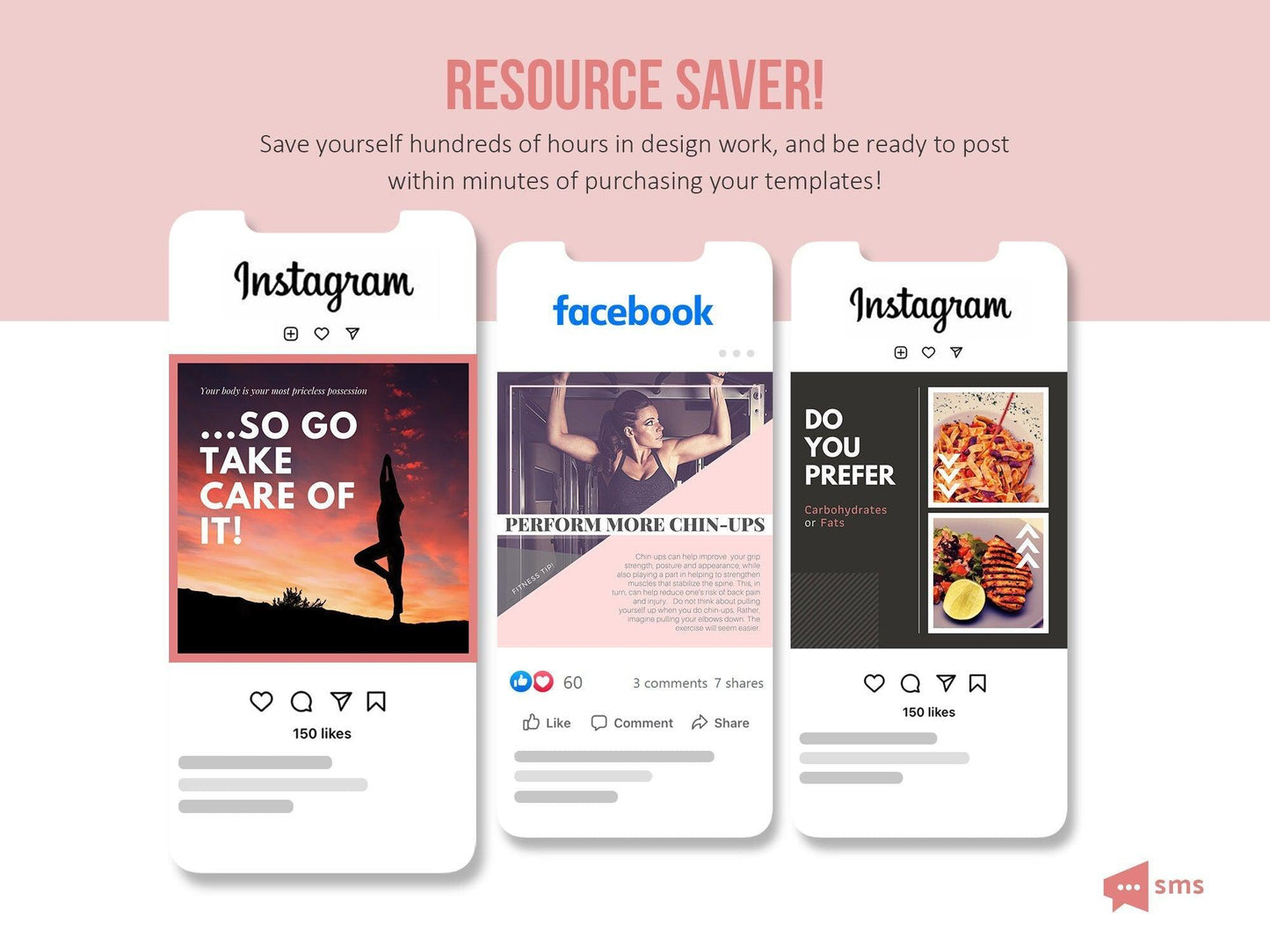 365 Fitness Instagram Template Bundle For Social Media (blush)