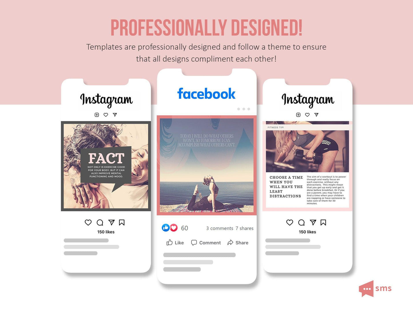 365 Fitness Instagram Template Bundle For Social Media (blush)