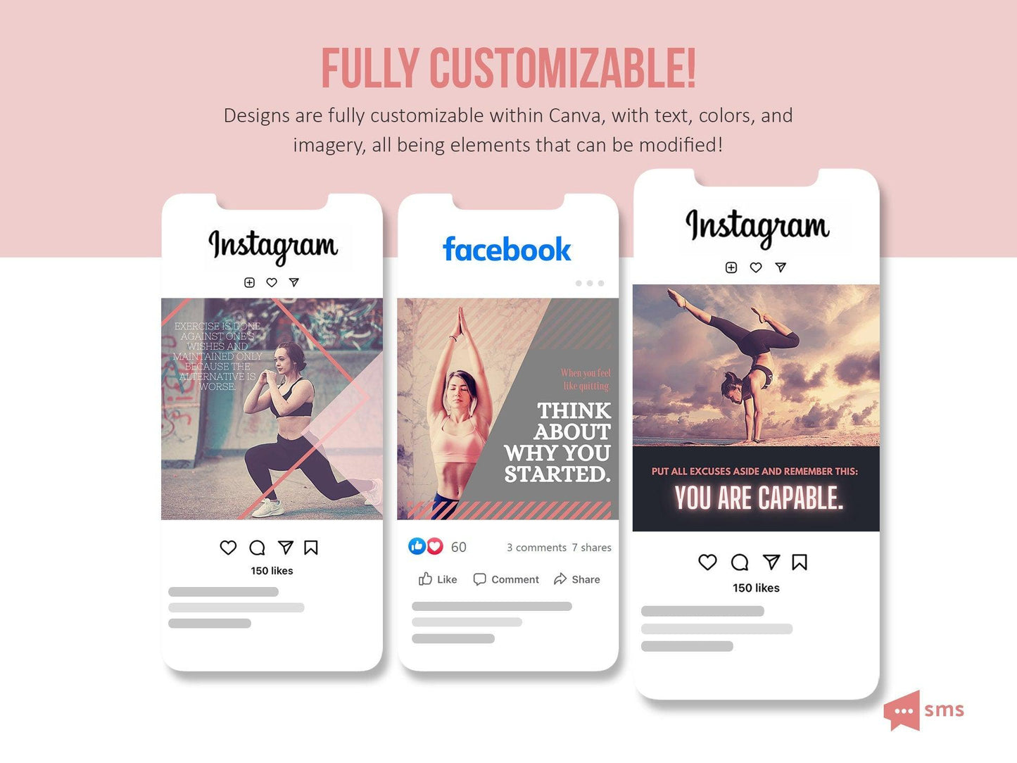 365 Fitness Instagram Template Bundle For Social Media (blush)