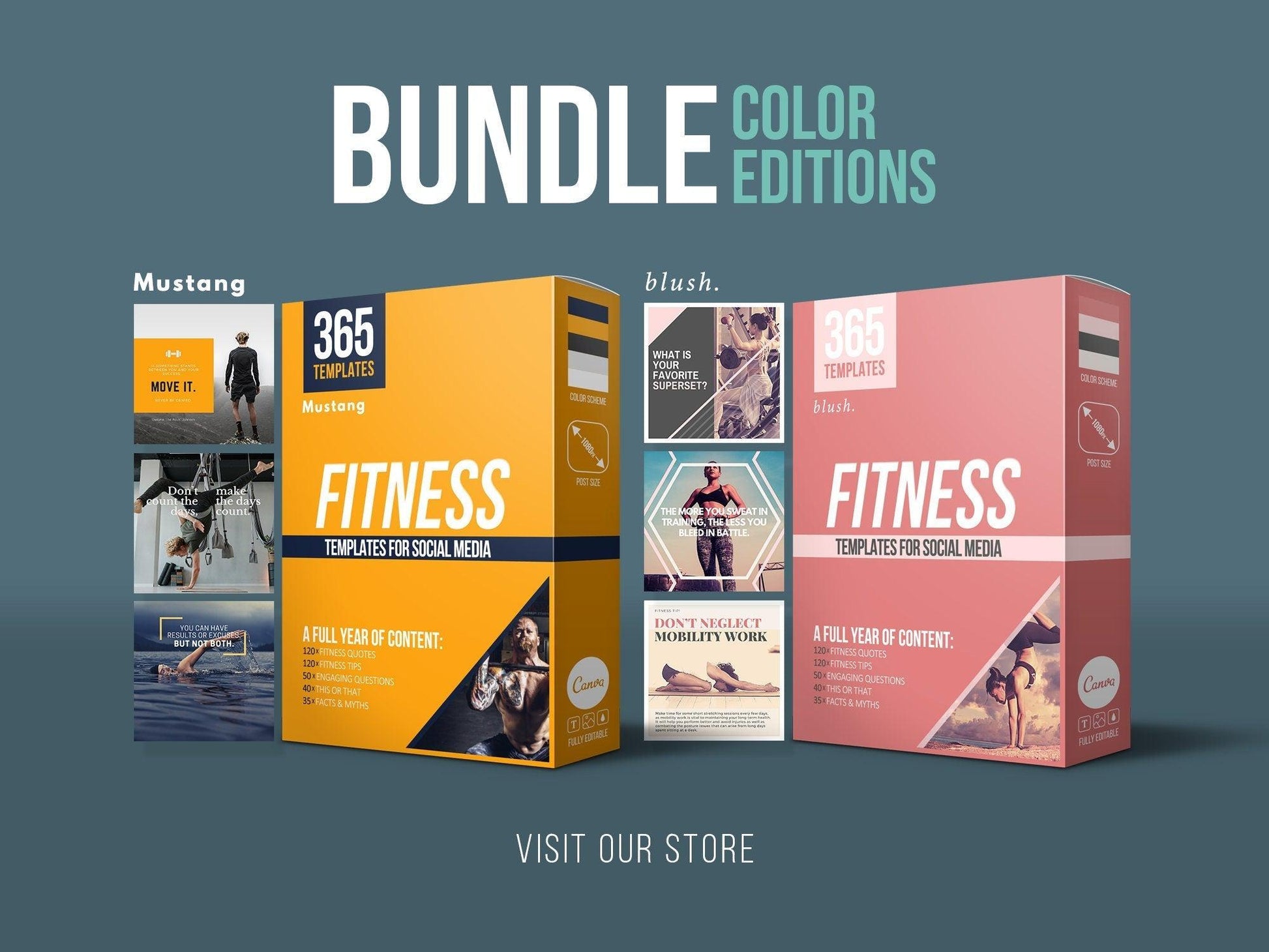 365 Fitness Instagram Template Bundle For Social Media (multi)