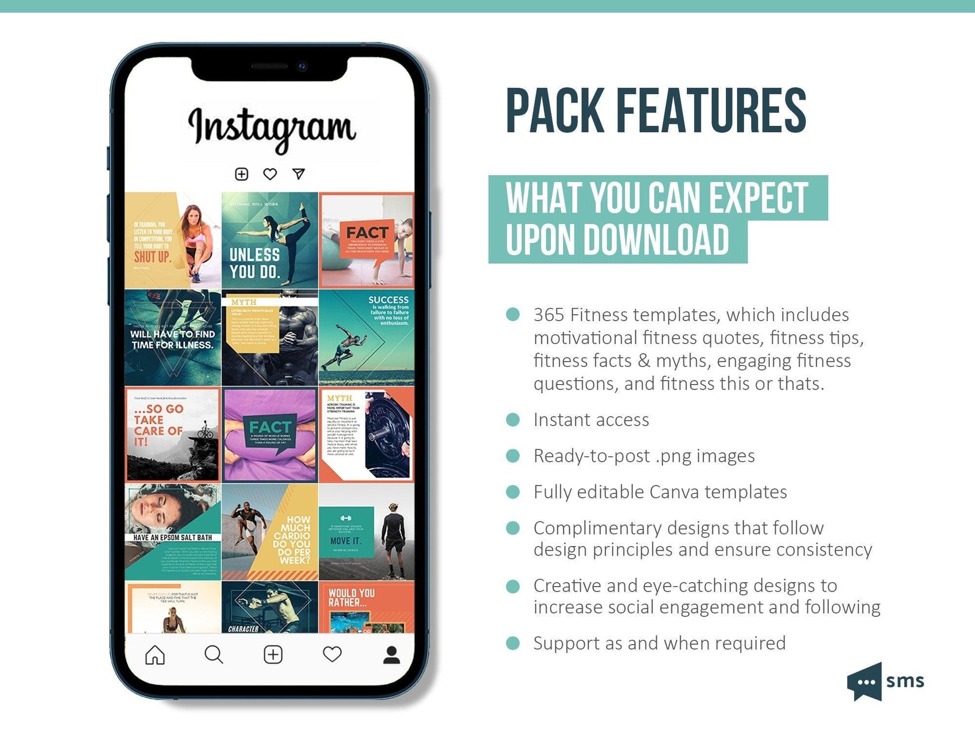 365 Fitness Instagram Template Bundle For Social Media (multi)
