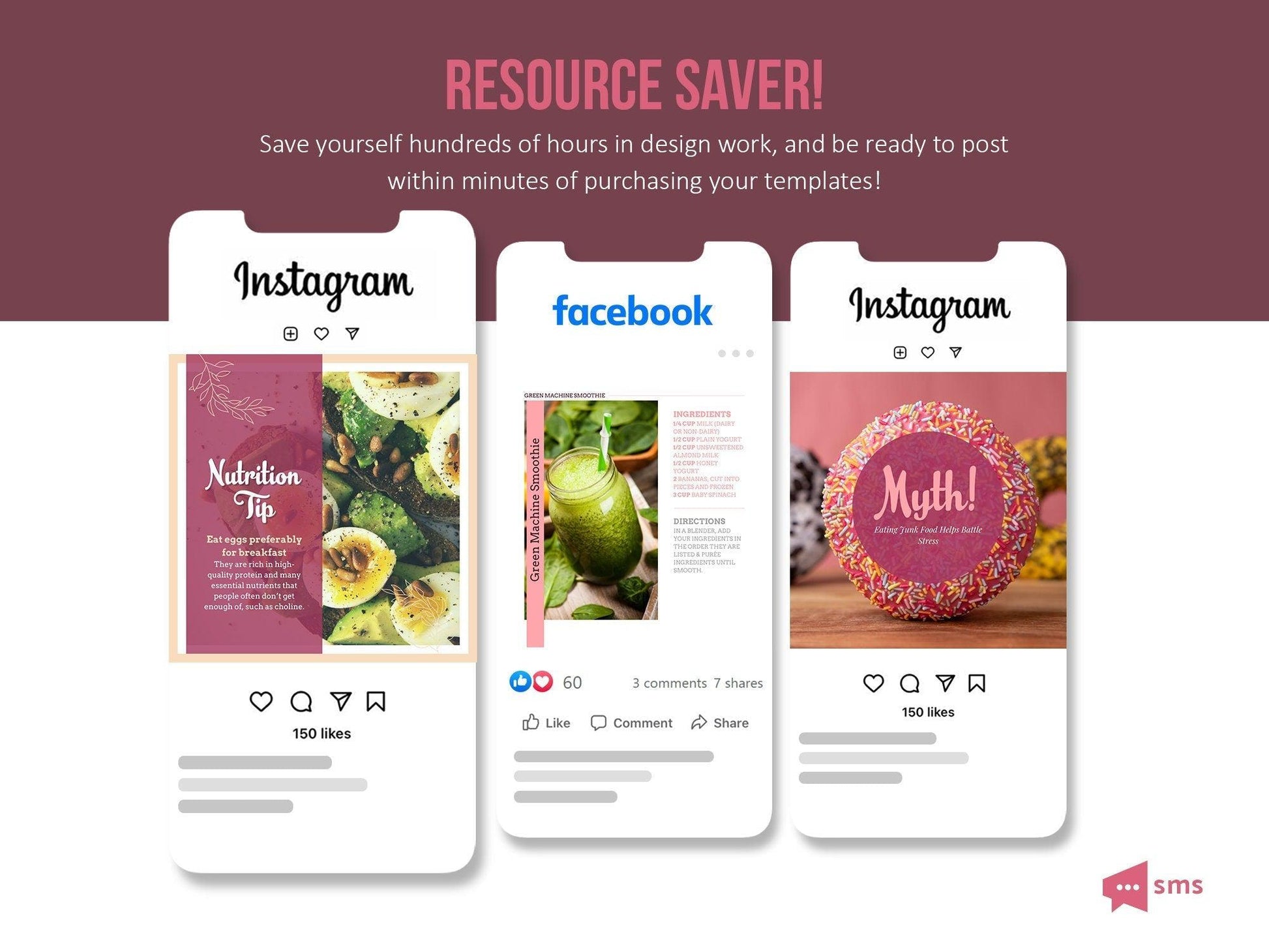 365 Nutrition Instagram Template Bundle For Social Media (crimson berry)