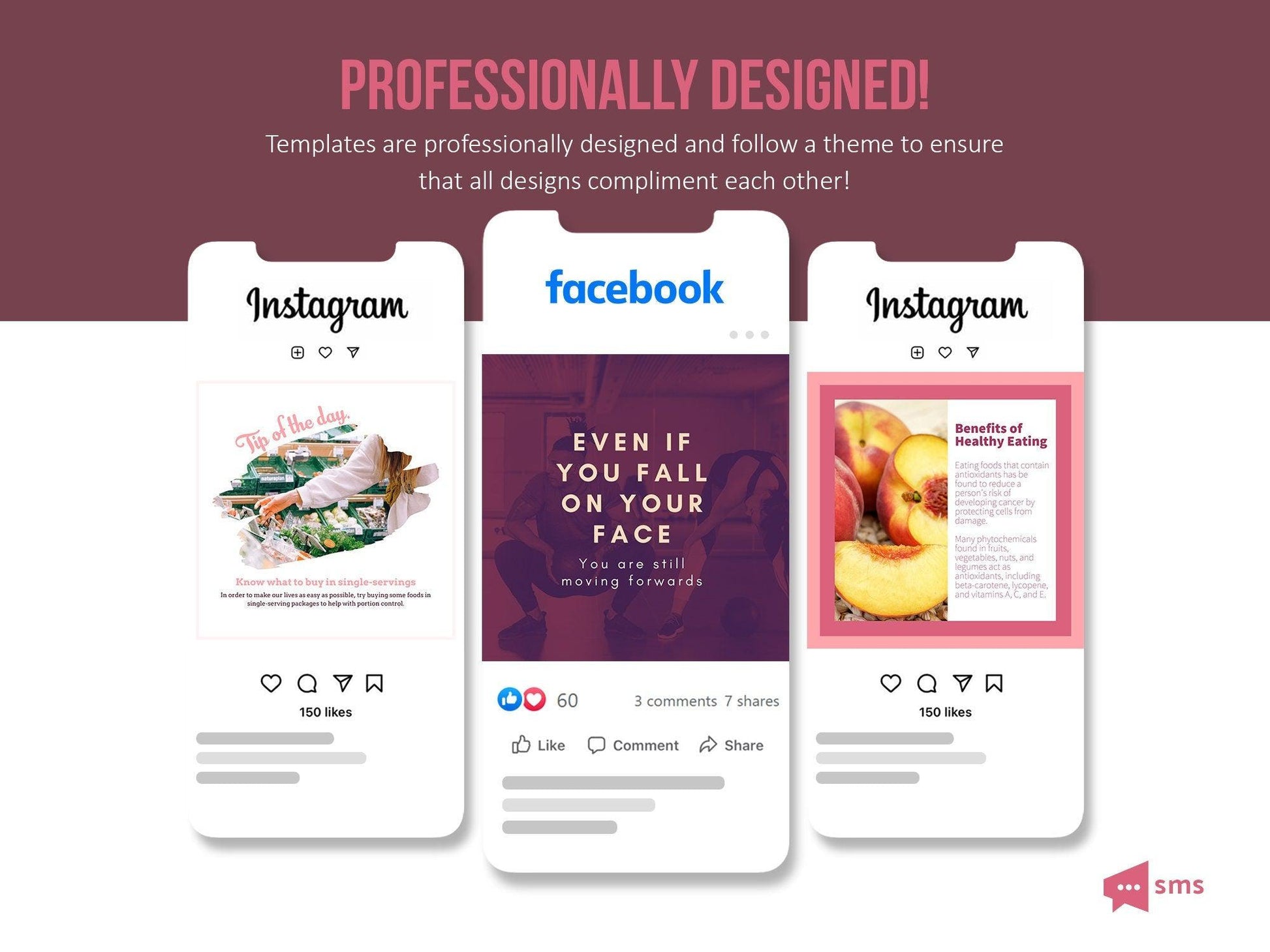 365 Nutrition Instagram Template Bundle For Social Media (crimson berry)