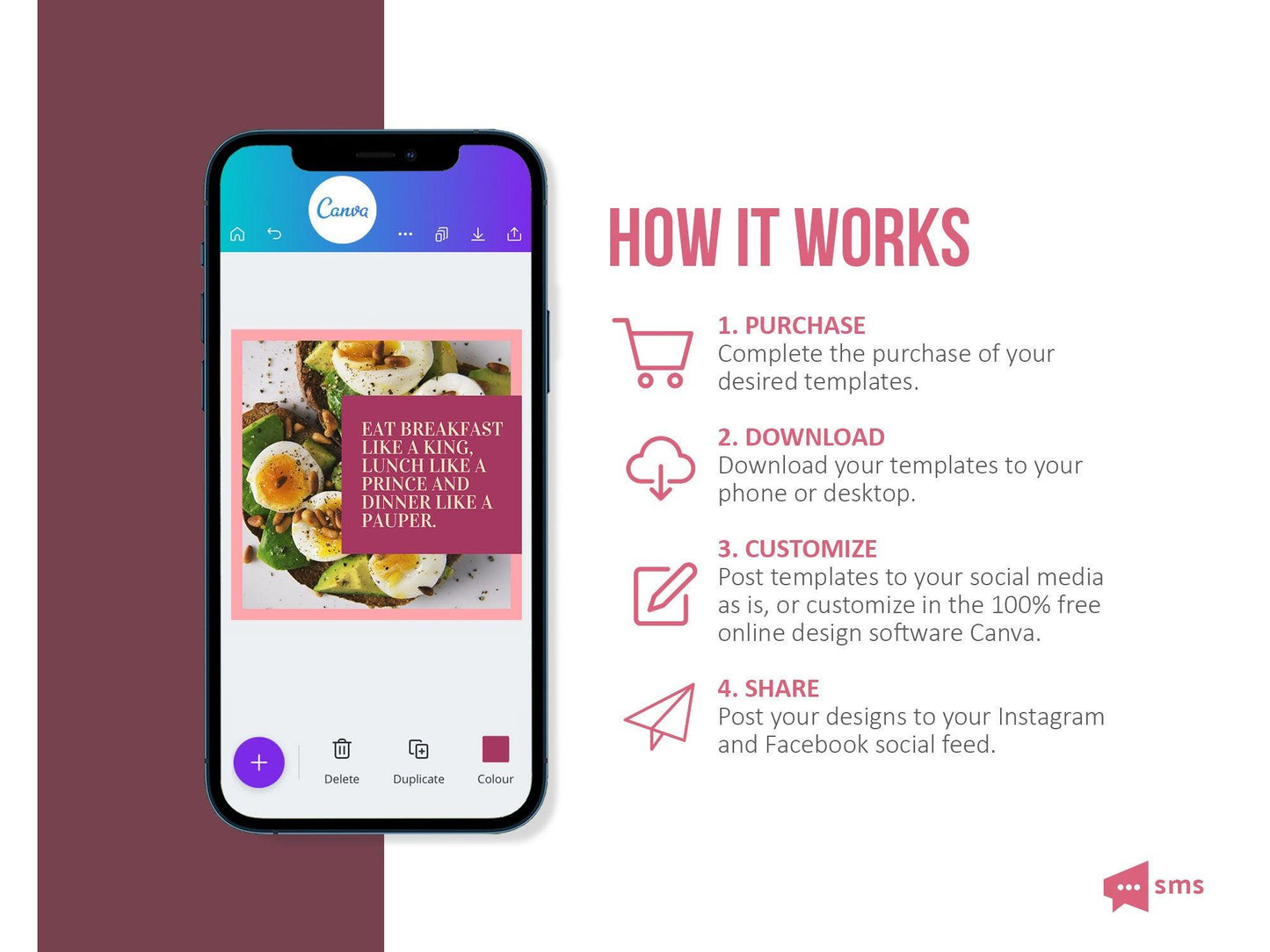 365 Nutrition Instagram Template Bundle For Social Media (crimson berry)