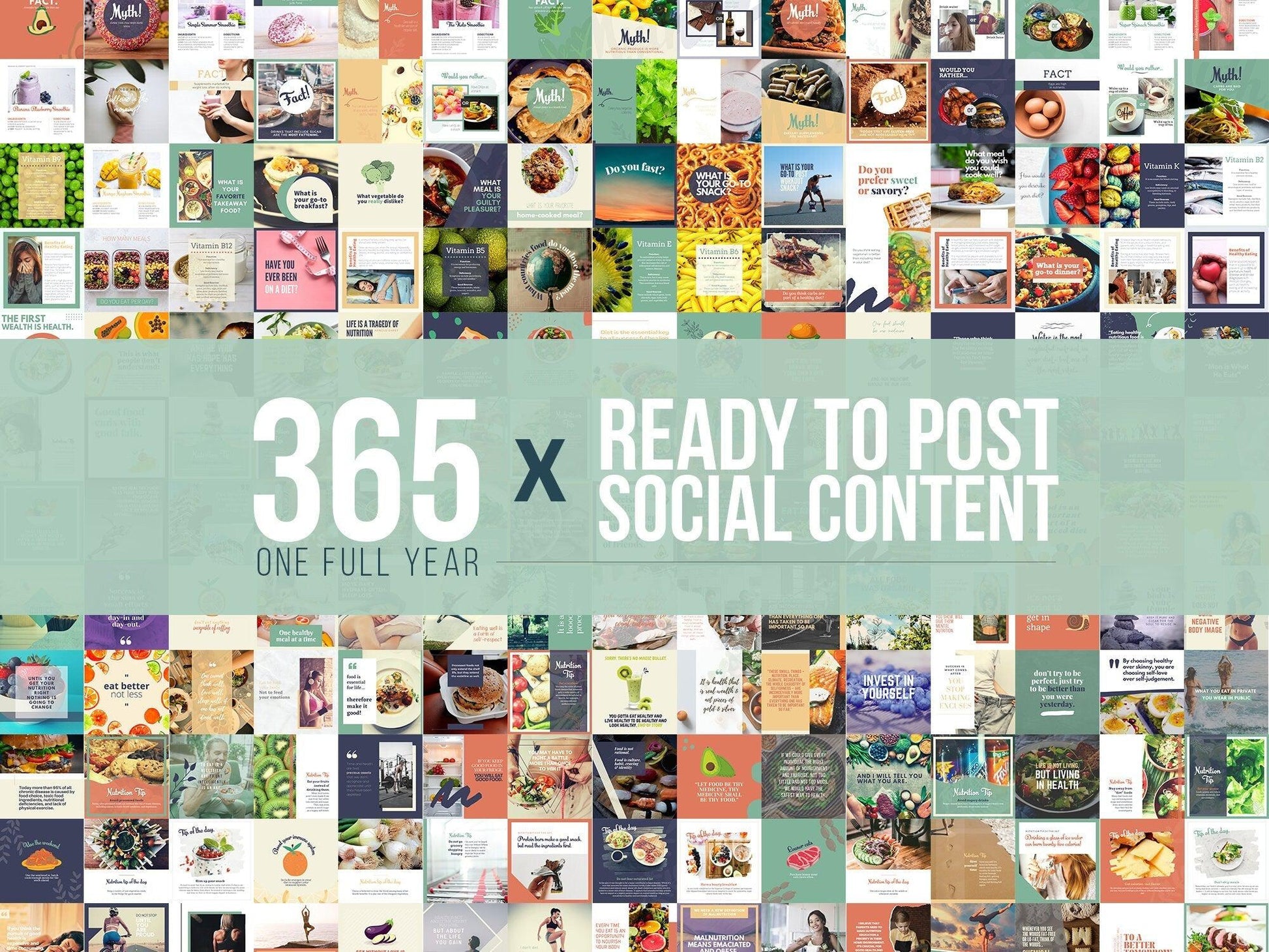 365 Nutrition Instagram Template Bundle For Social Media (multi)