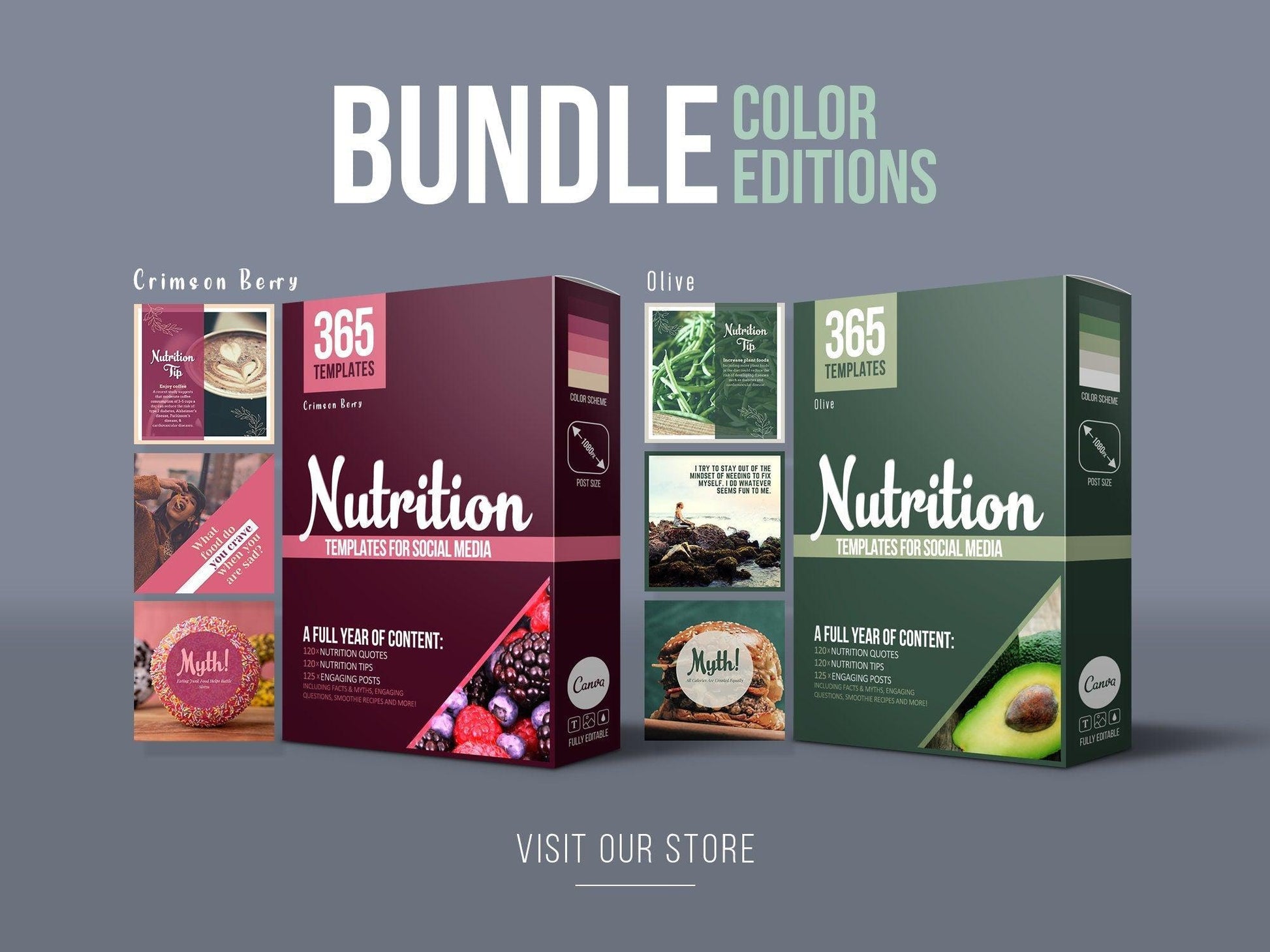 365 Nutrition Instagram Template Bundle For Social Media (multi)