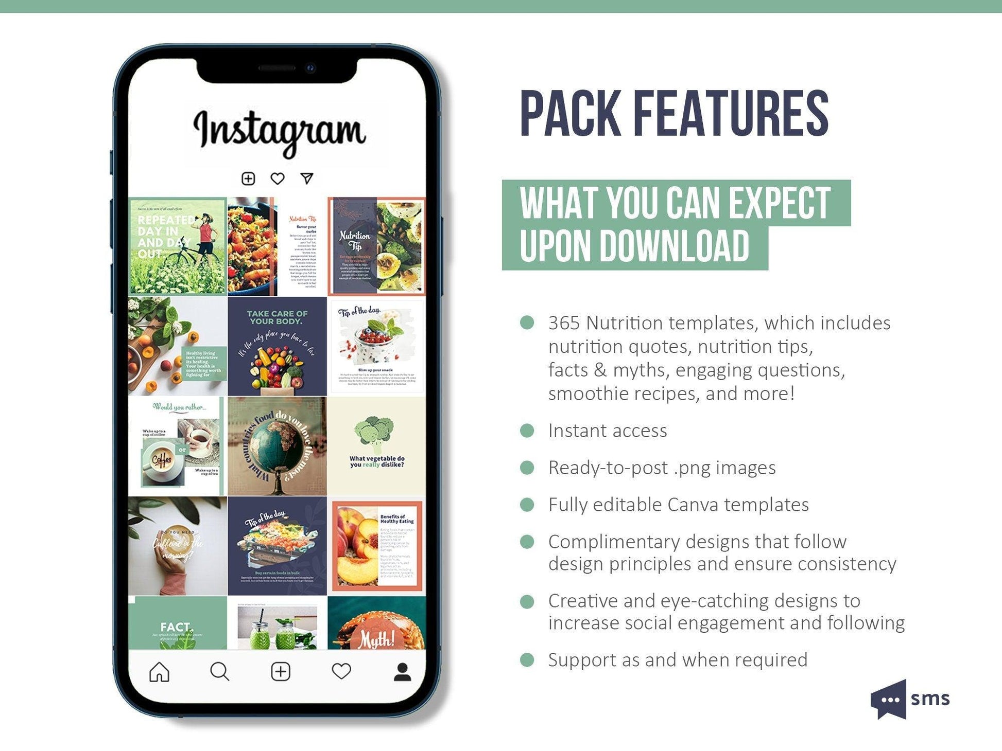 365 Nutrition Instagram Template Bundle For Social Media (multi)