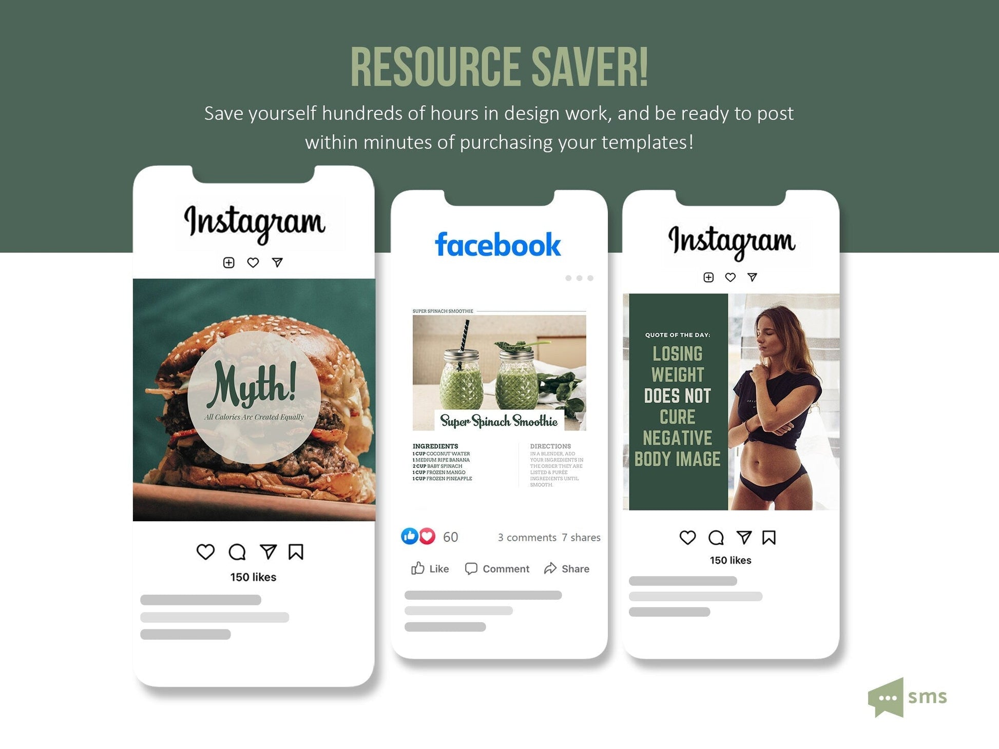 365 Nutrition Instagram Template Bundle For Social Media (olive)