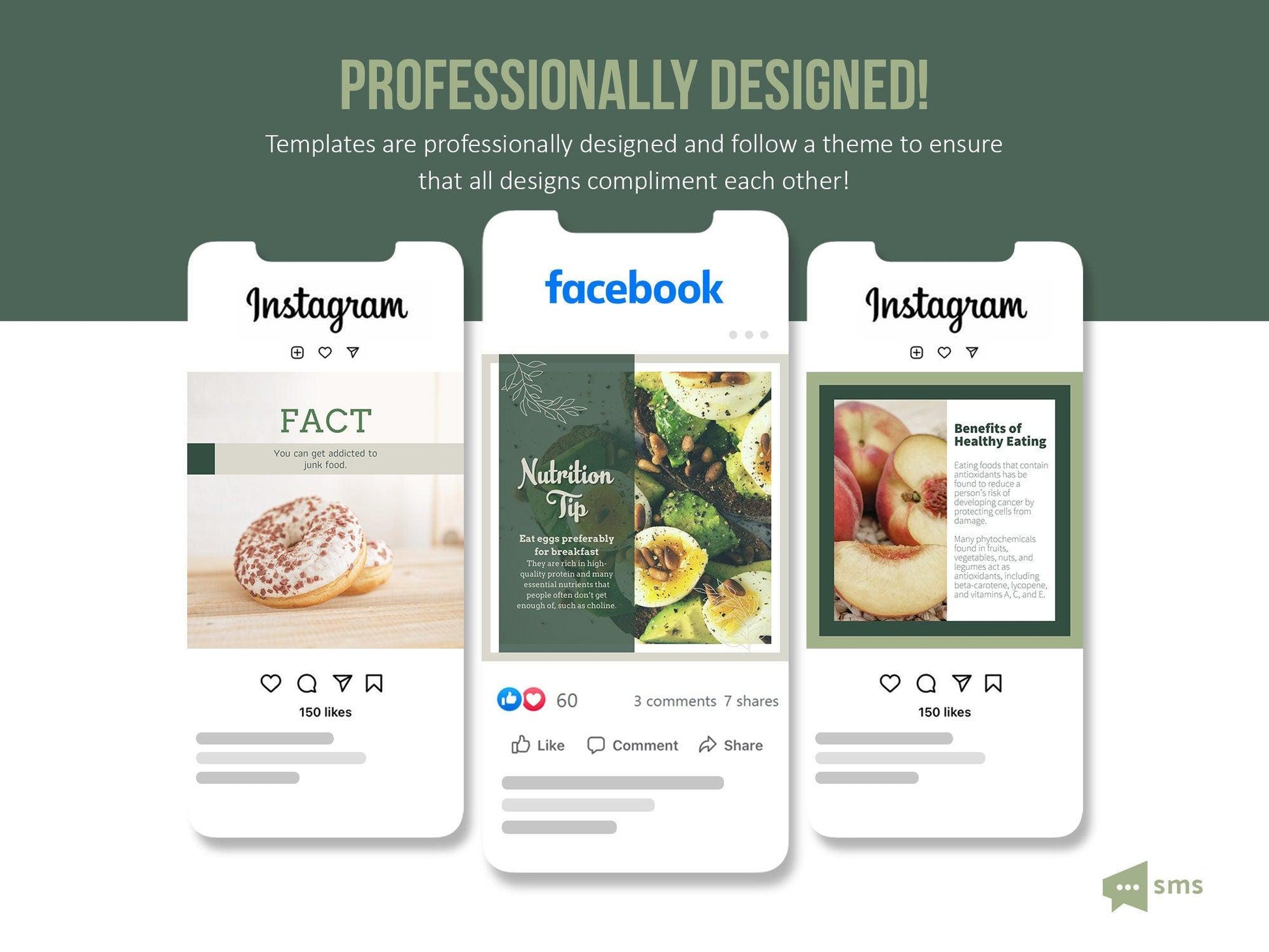 365 Nutrition Instagram Template Bundle For Social Media (olive)