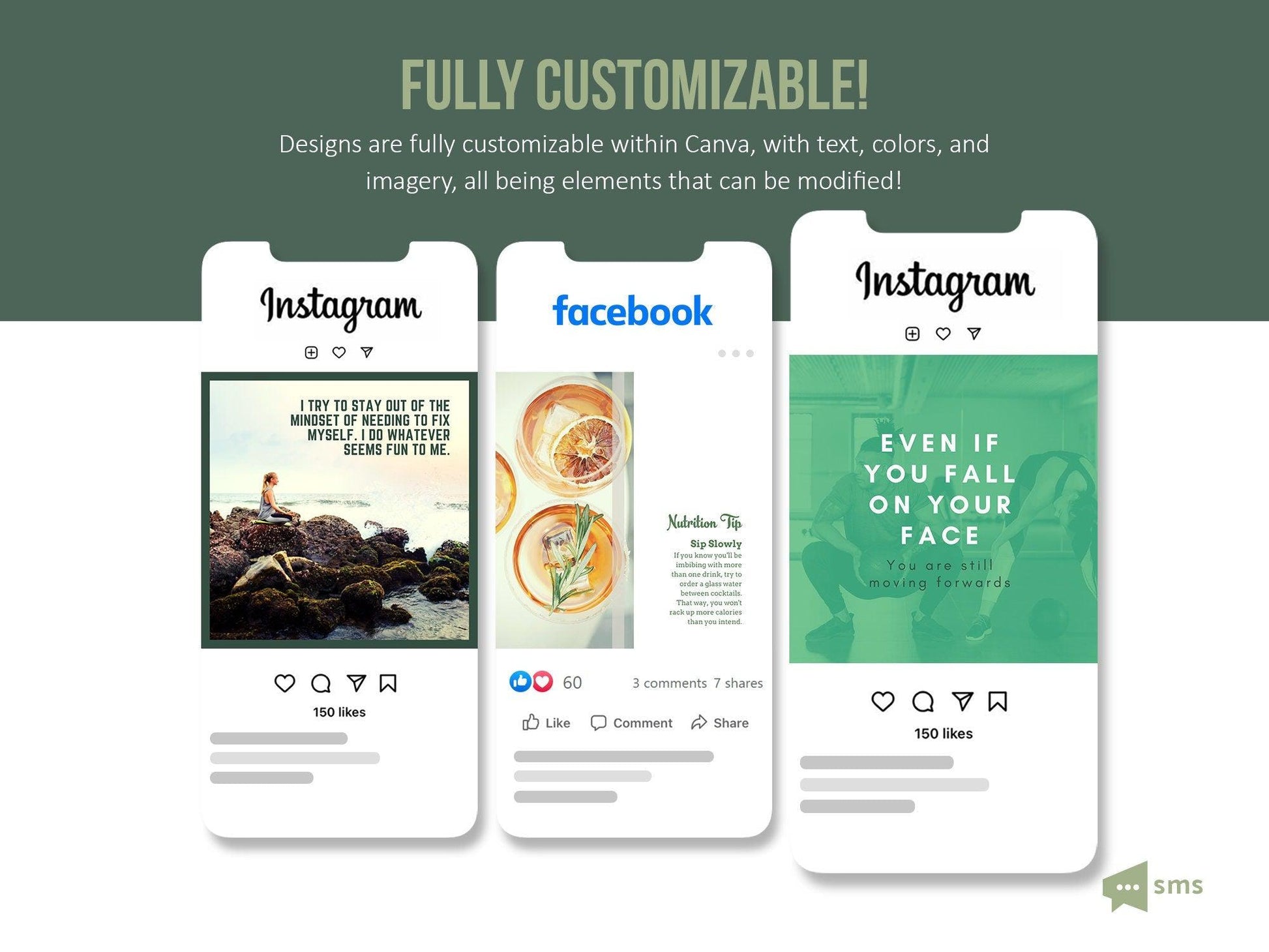 365 Nutrition Instagram Template Bundle For Social Media (olive)