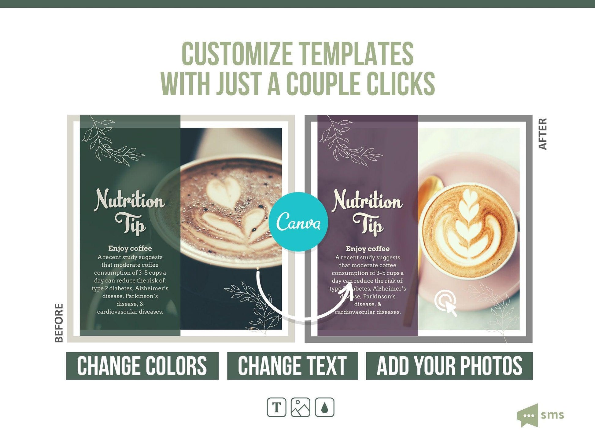 365 Nutrition Instagram Template Bundle For Social Media (olive)