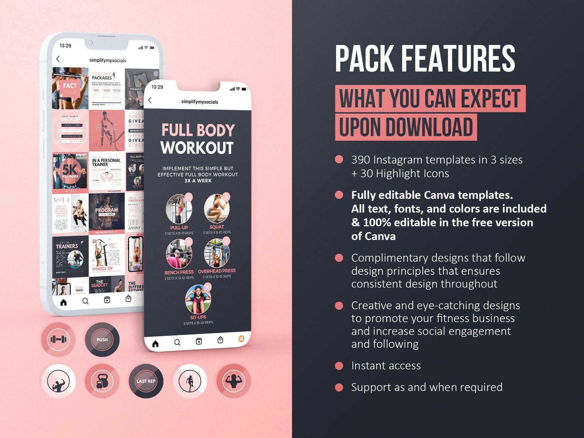 420 Fitness Instagram Post Templates (blush)