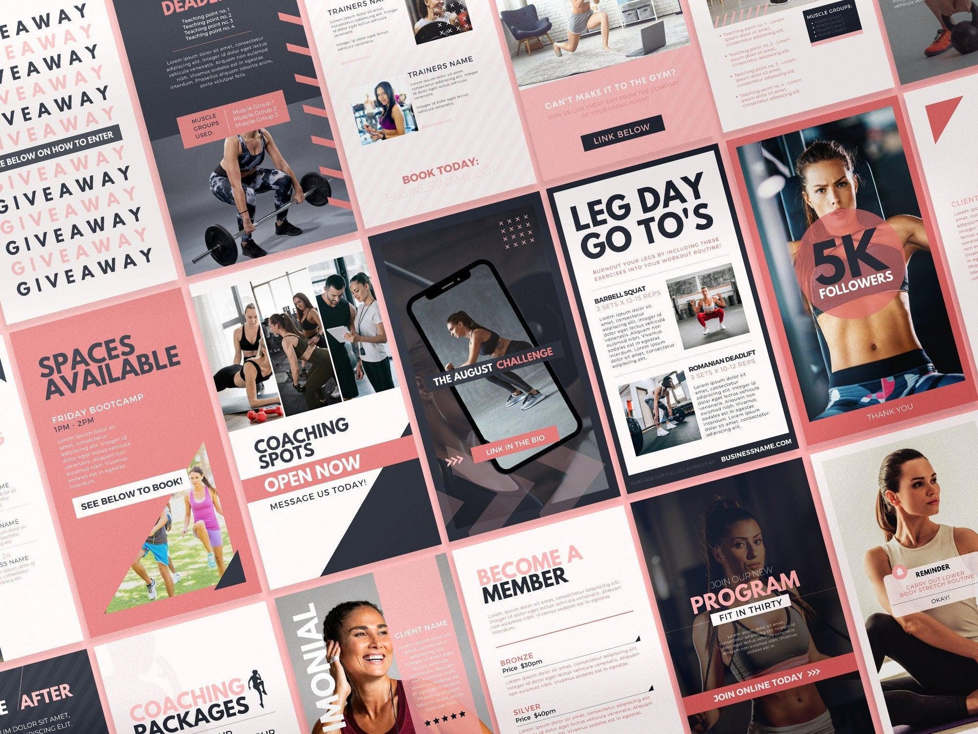 420 Fitness Instagram Post Templates (blush)