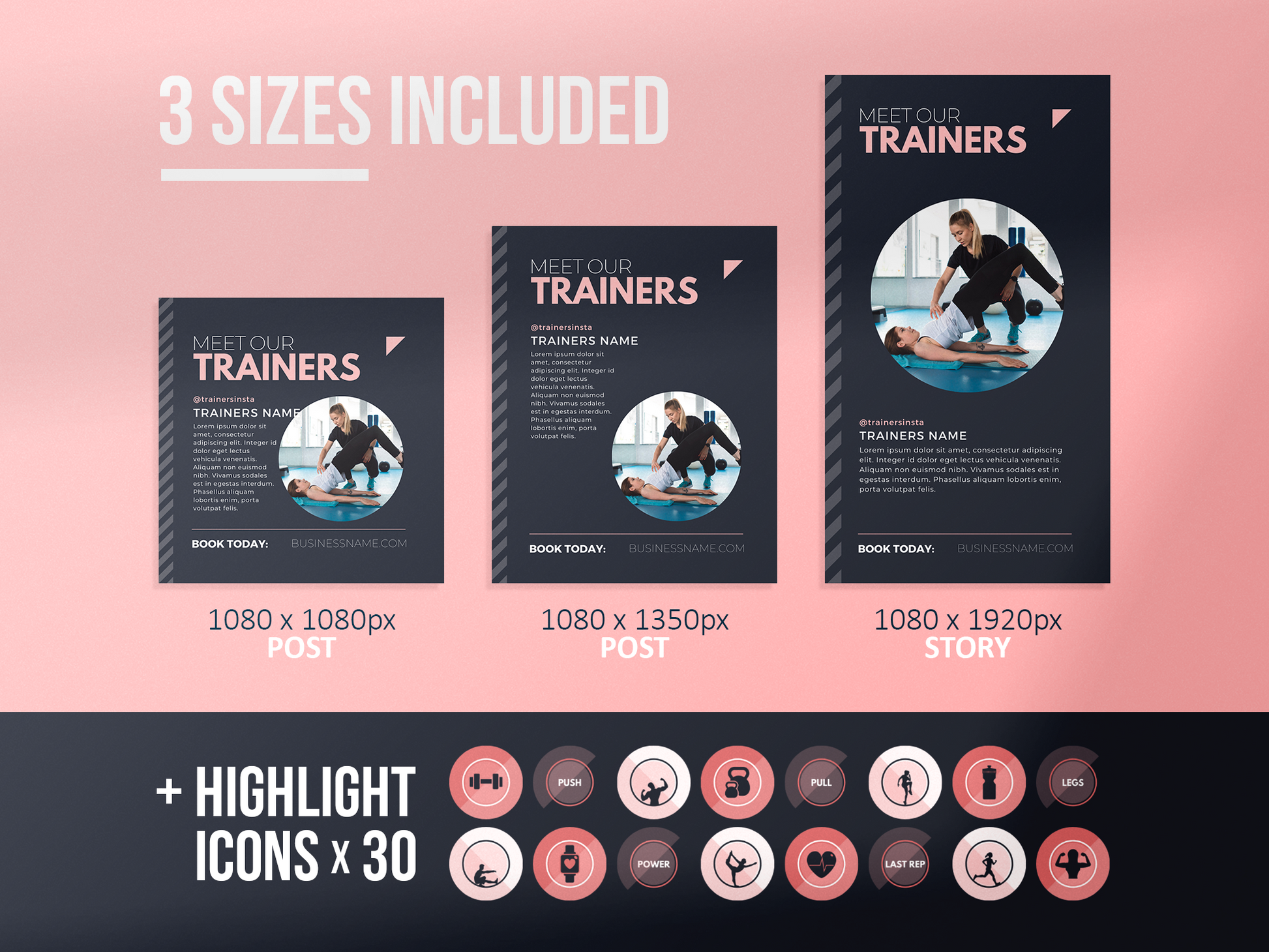 420 Fitness Instagram Post Templates (blush)