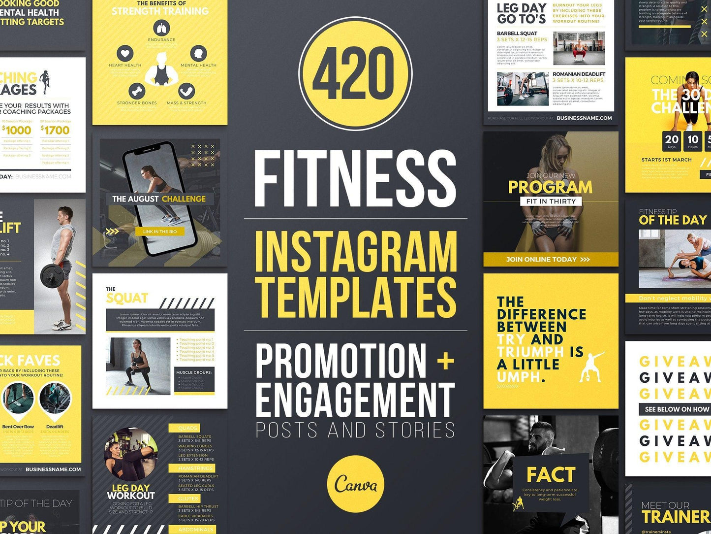 420 Fitness Instagram Post Templates (mustang)