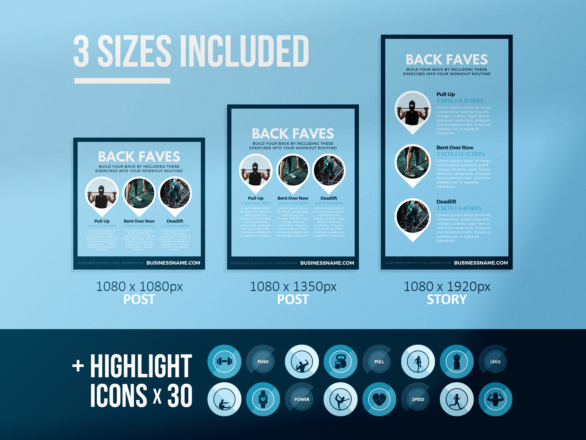 420 Fitness Instagram Post Templates (sky)