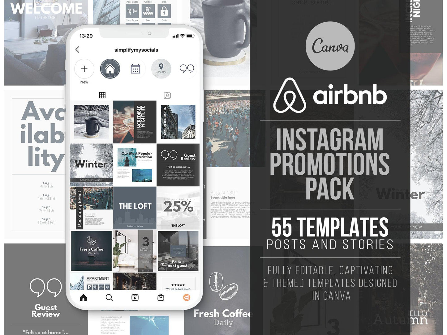 55 Airbnb Instagram Promotion Pack For Social Media (city)