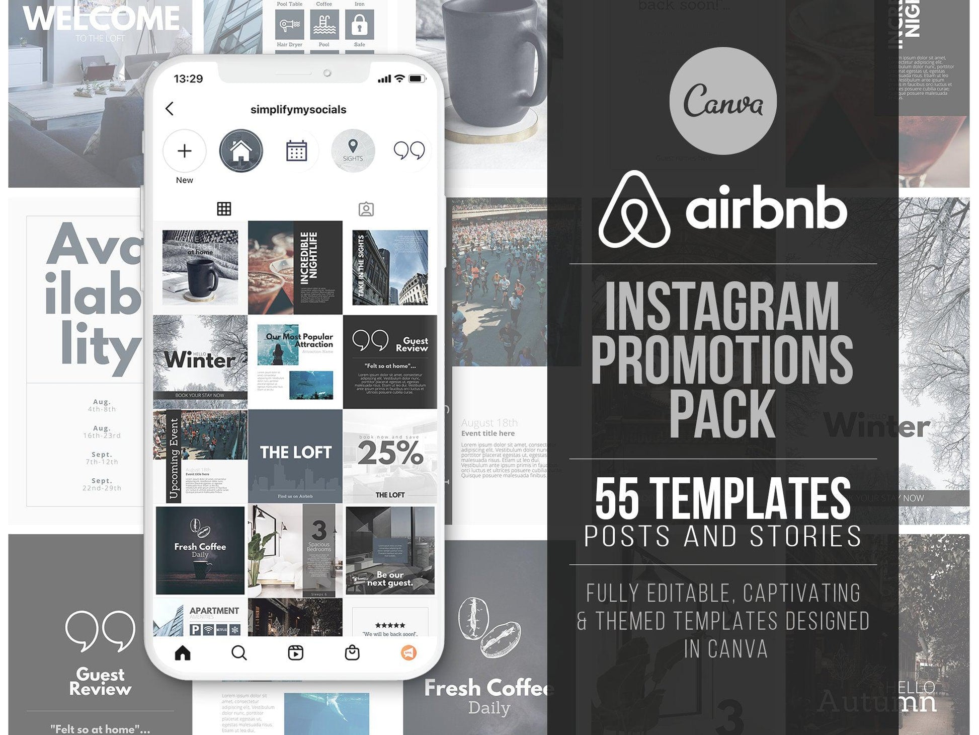 55 Airbnb Instagram Promotion Pack For Social Media (city)