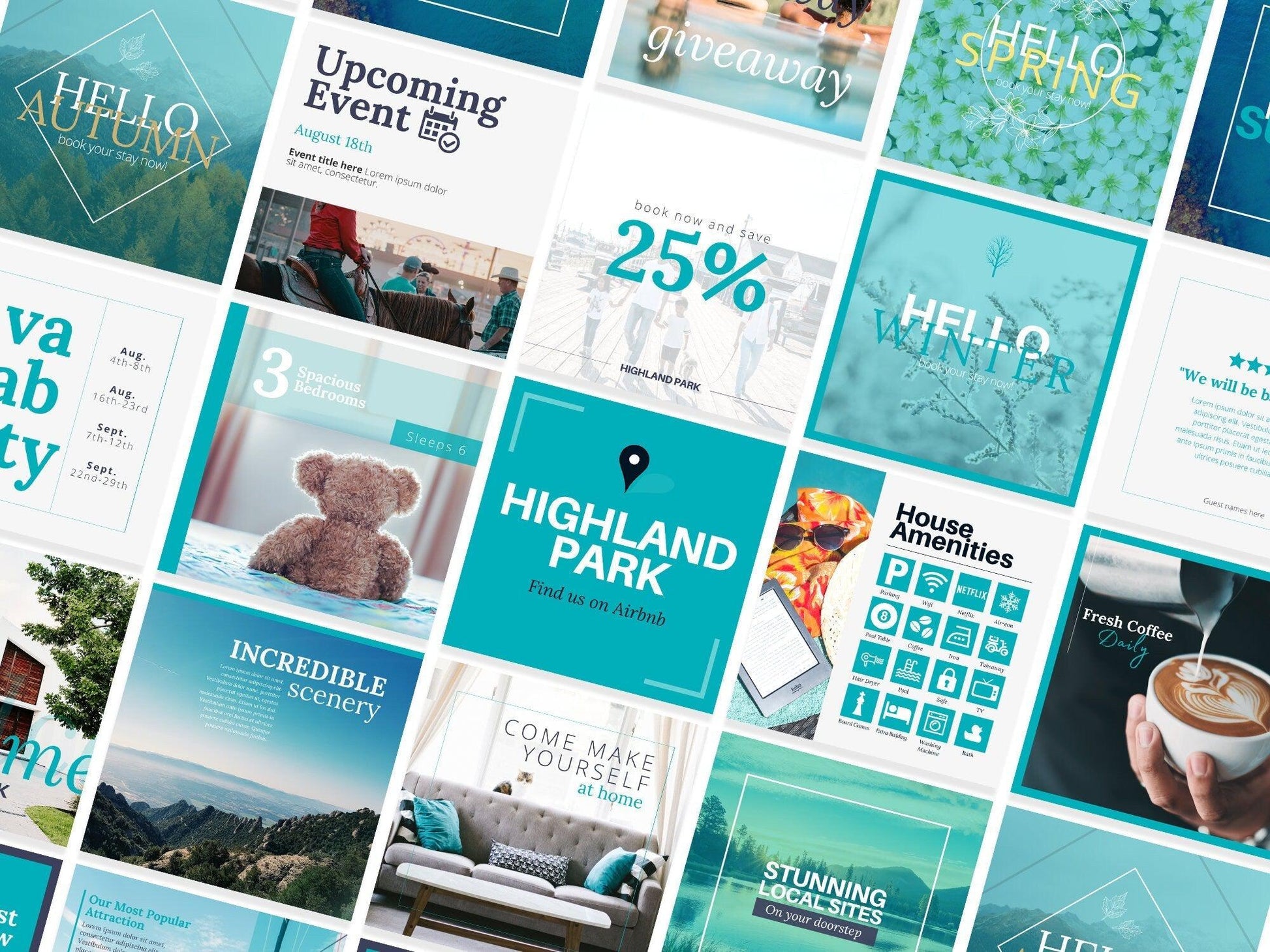 55 Airbnb Instagram Promotion Pack For Social Media (coastal)