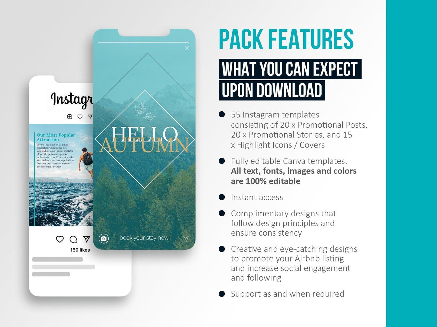 55 Airbnb Instagram Promotion Pack For Social Media (coastal)