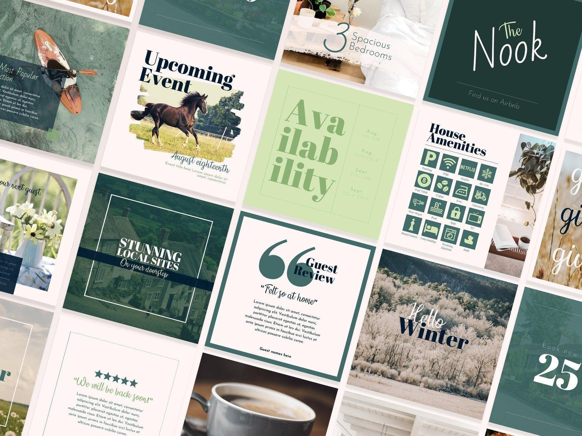 55 Airbnb Instagram Promotion Pack For Social Media (country)