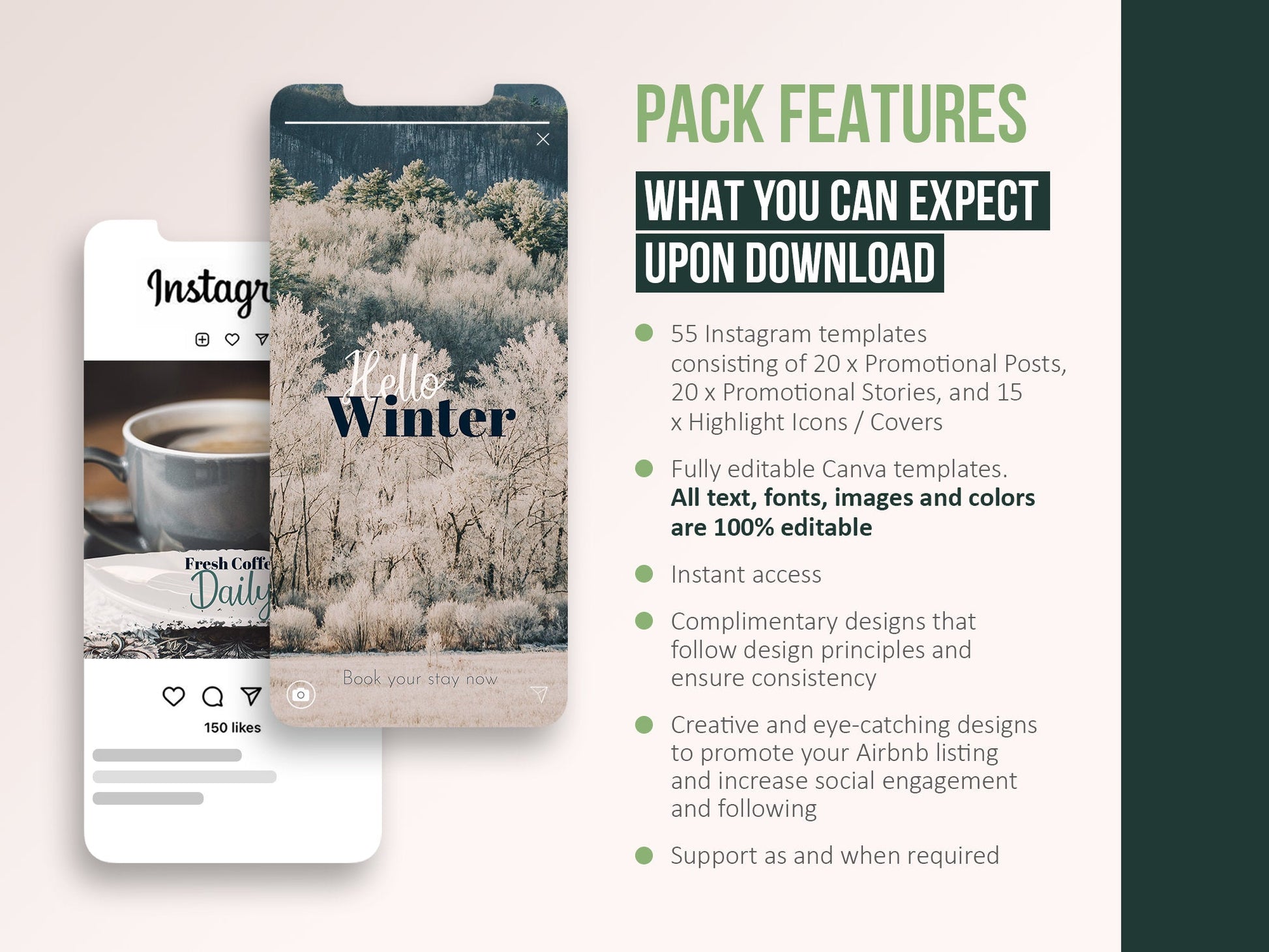 55 Airbnb Instagram Promotion Pack For Social Media (country)