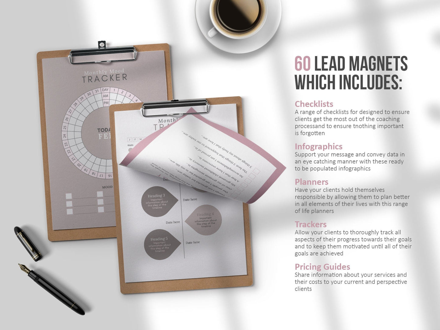 60 Life Coaching Lead Magnets (mauve)