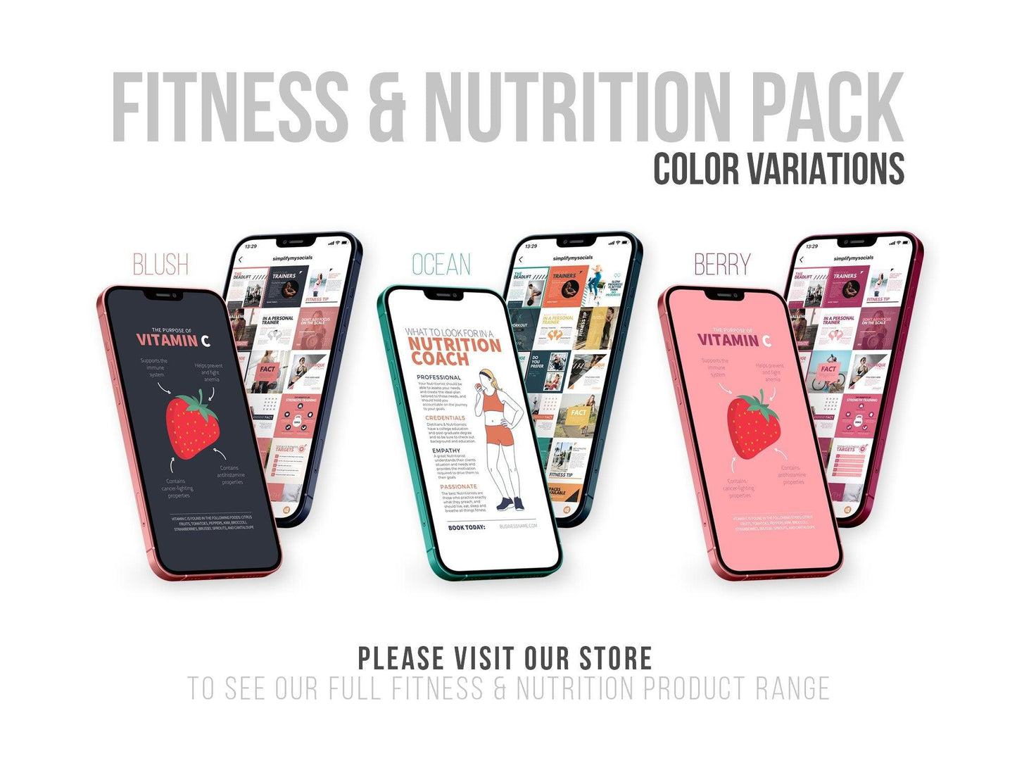 700 Fitness & Nutrition Templates For Social Media (berry)