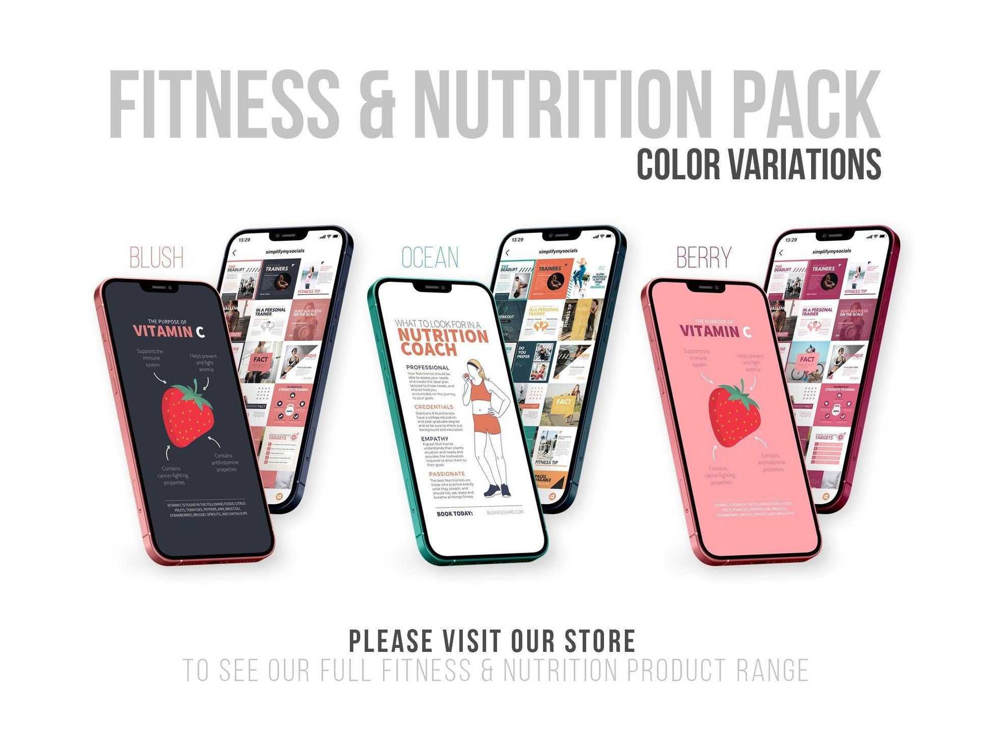 700 Fitness & Nutrition Templates For Social Media (berry)