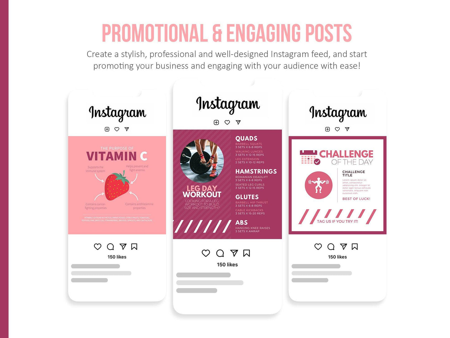 700 Fitness & Nutrition Templates For Social Media (berry)