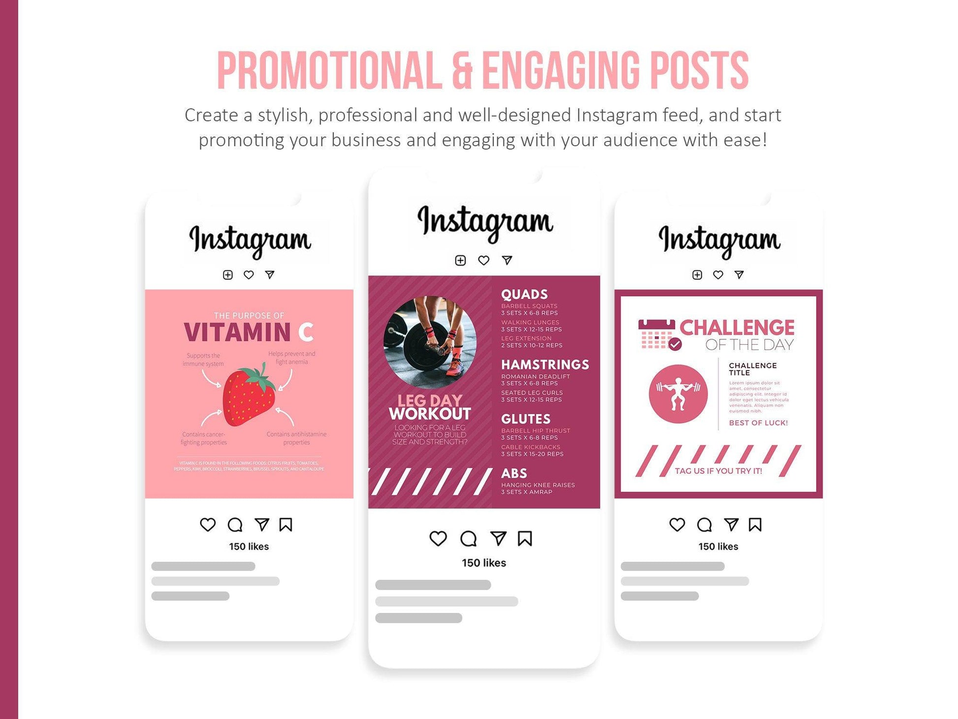 700 Fitness & Nutrition Templates For Social Media (berry)