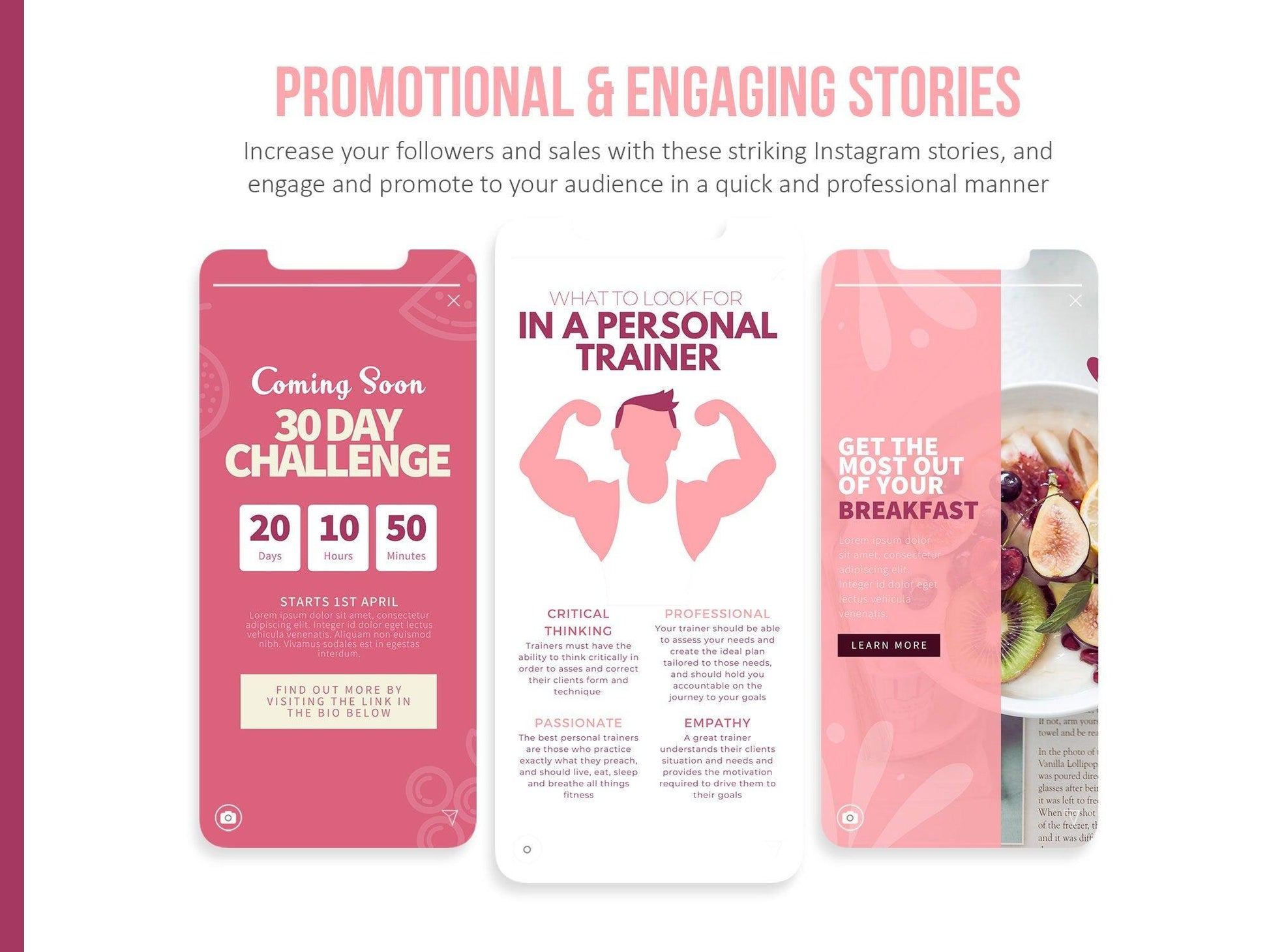 700 Fitness & Nutrition Templates For Social Media (berry)