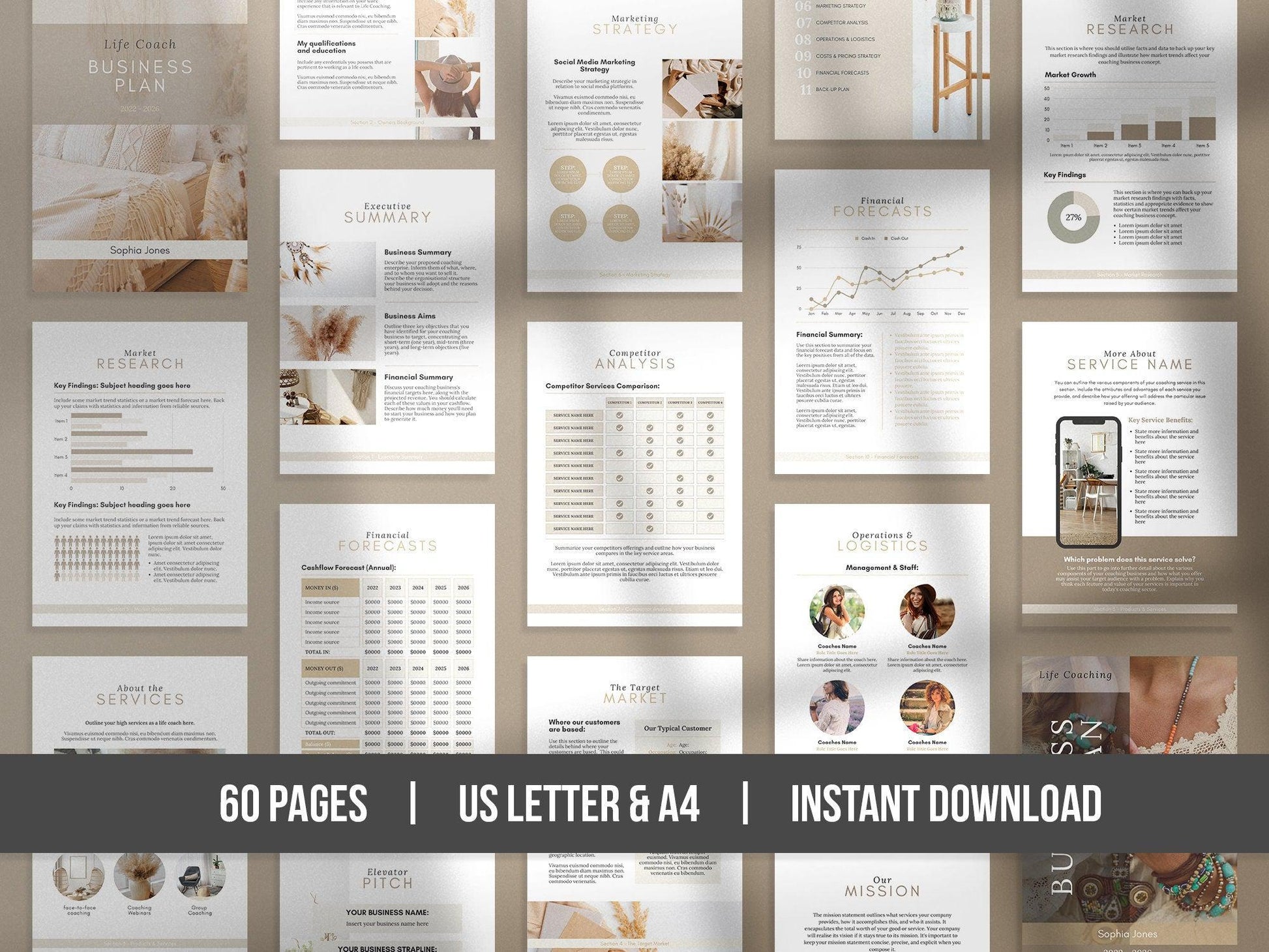 Coaching Business Plan Template (Sand)